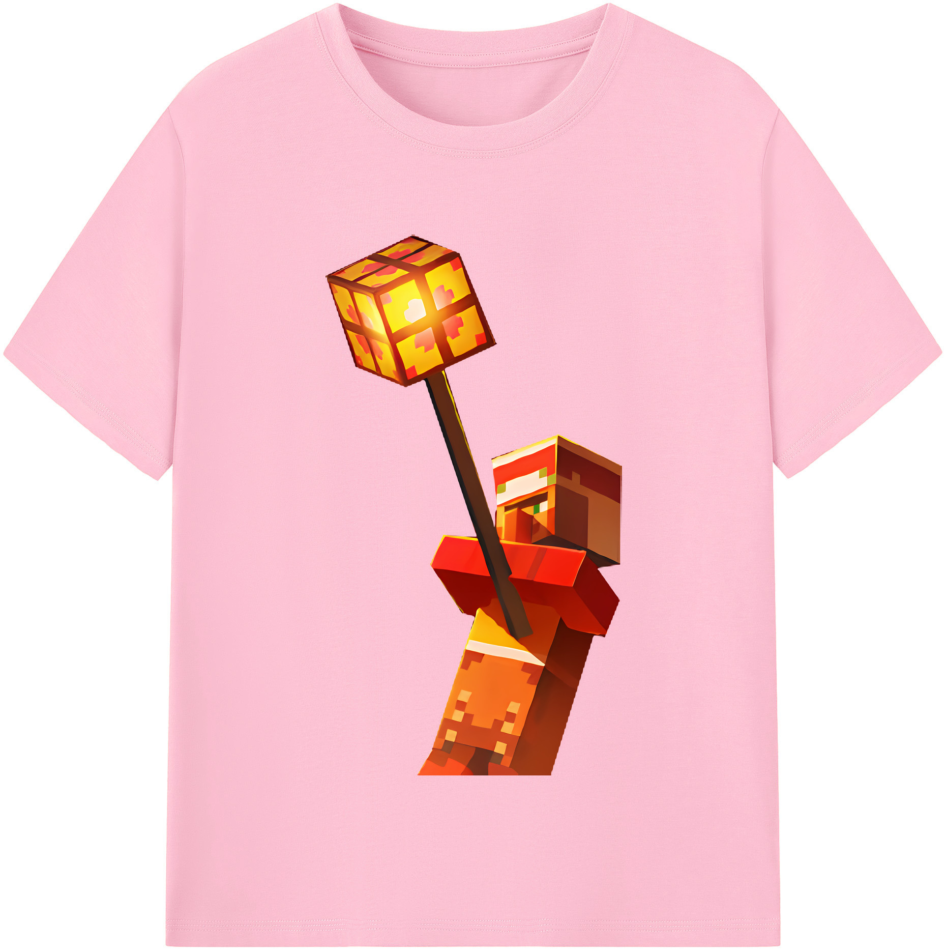 （画像用） マインクラフト ブロックの世界 Minecraft MC Block world 綿100％半袖Tシャツ（フロントプリント）