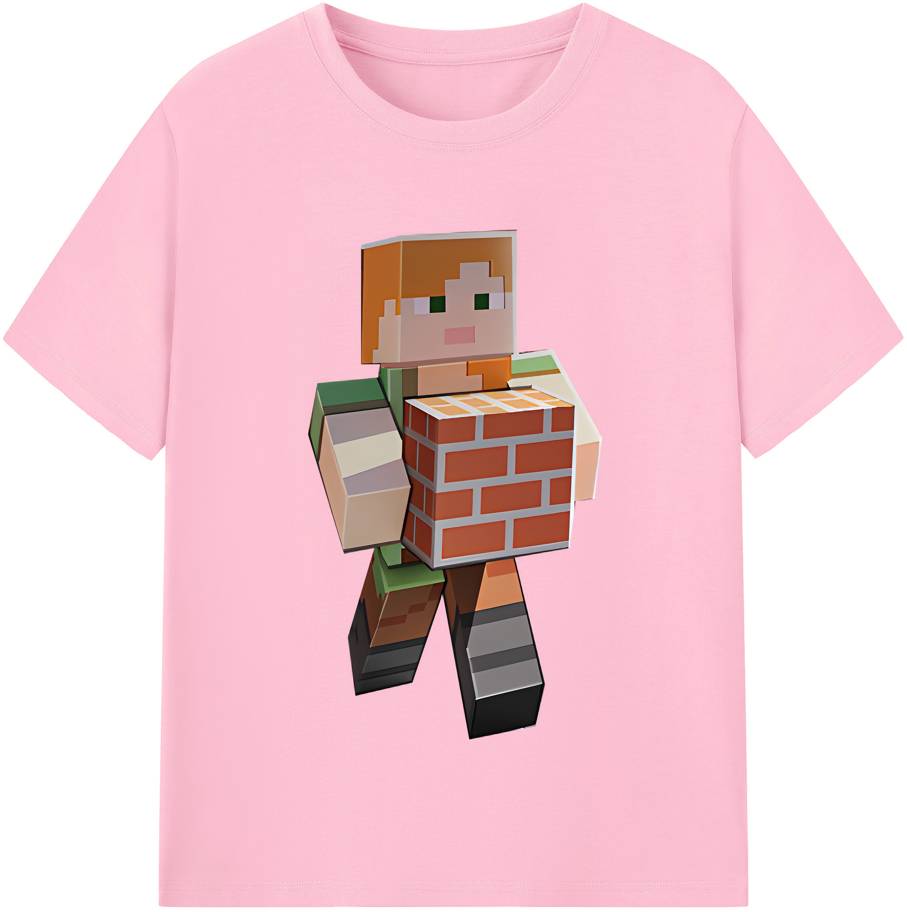 （画像用） マインクラフト ブロックの世界 Minecraft MC Block world 綿100％半袖Tシャツ（フロントプリント）