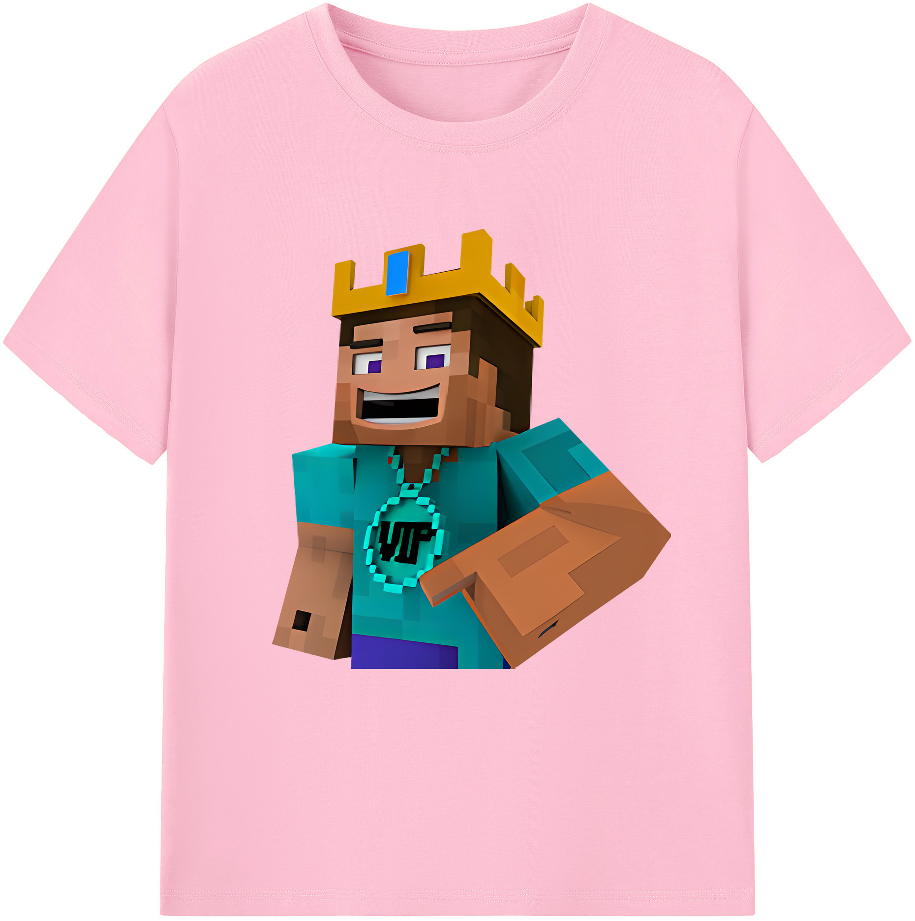 （画像用） マインクラフト ブロックの世界 Minecraft MC Block world 綿100％半袖Tシャツ（フロントプリント）