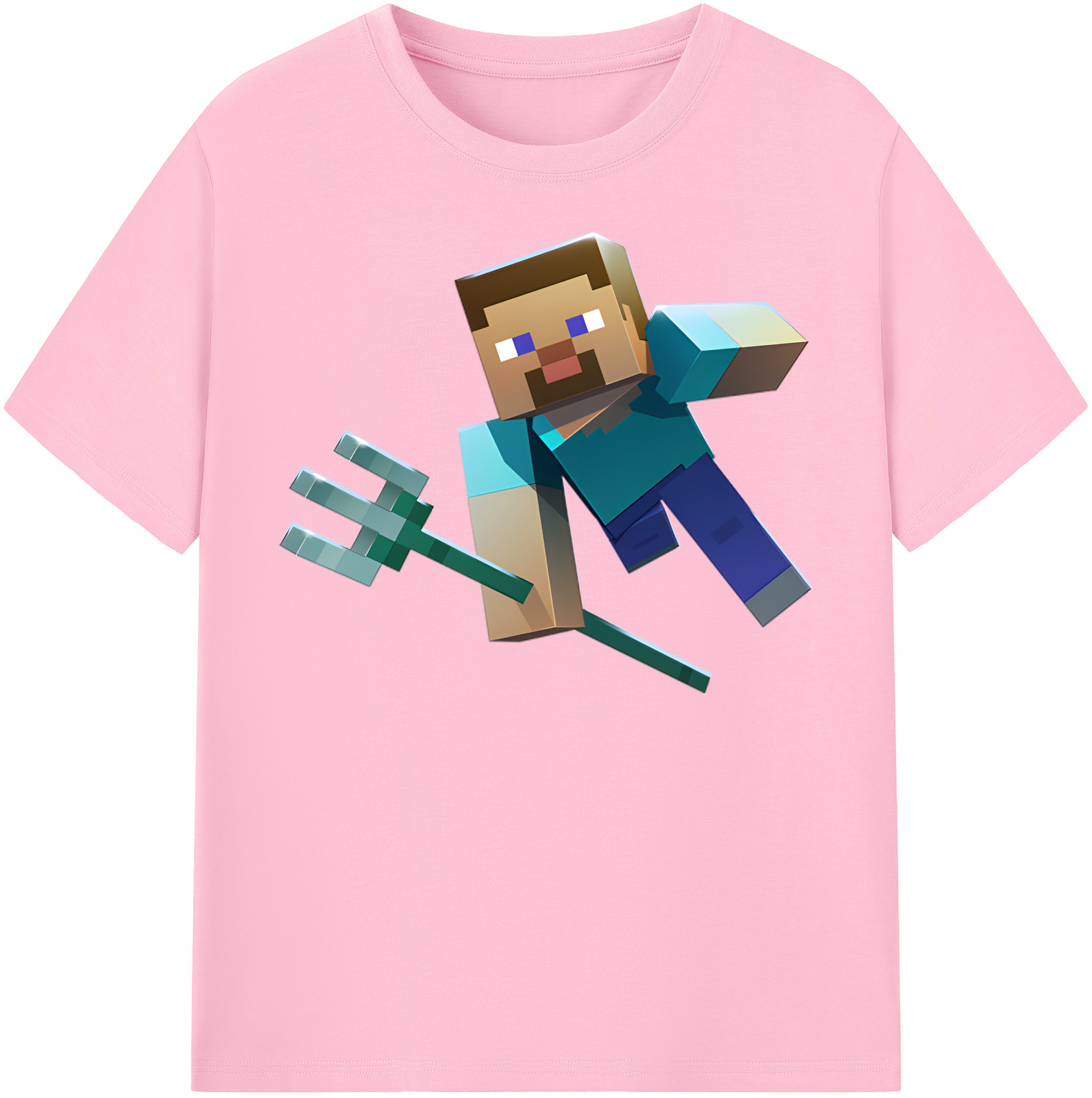 （画像用） マインクラフト ブロックの世界 Minecraft MC Block world 綿100％半袖Tシャツ（フロントプリント）