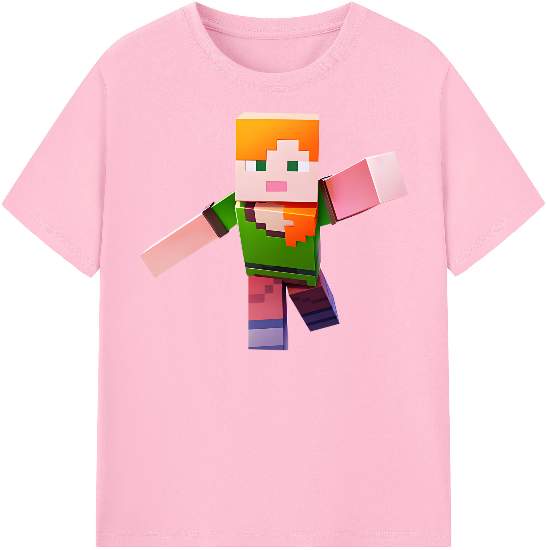 （画像用） マインクラフト ブロックの世界 Minecraft MC Block world 綿100％半袖Tシャツ（フロントプリント）