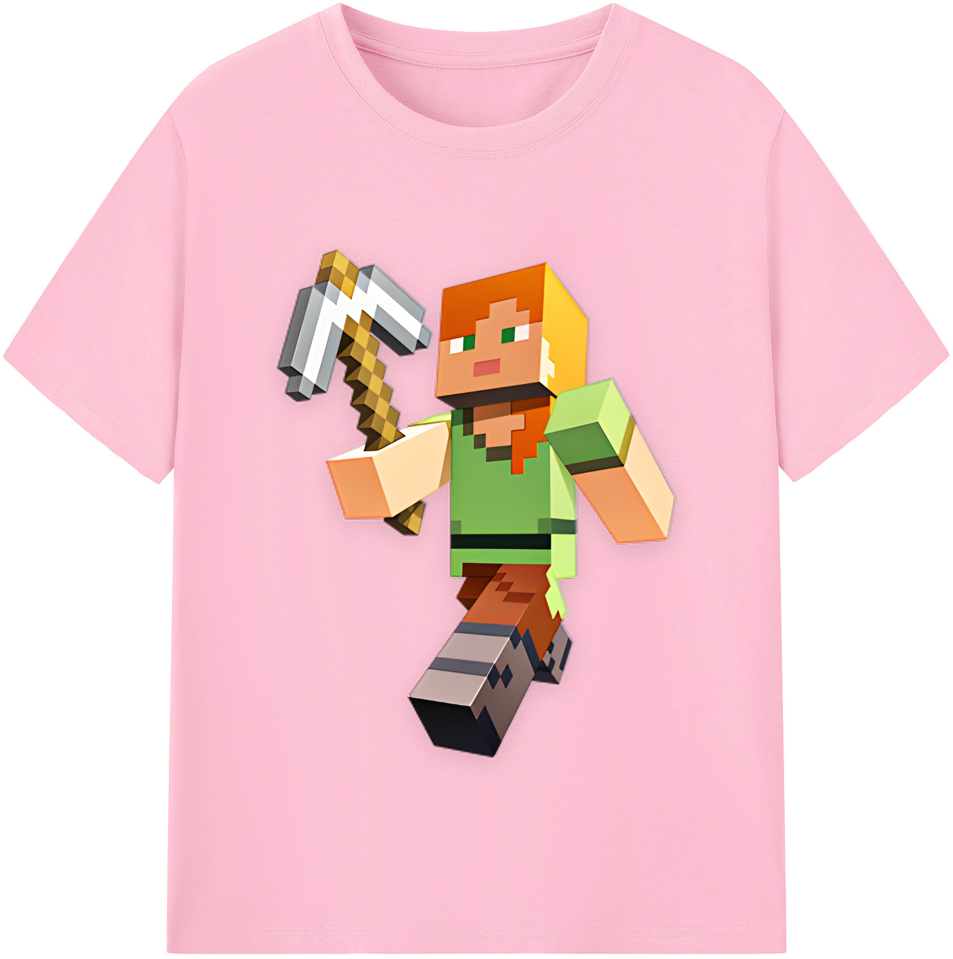 （画像用） マインクラフト ブロックの世界 Minecraft MC Block world 綿100％半袖Tシャツ（フロントプリント）