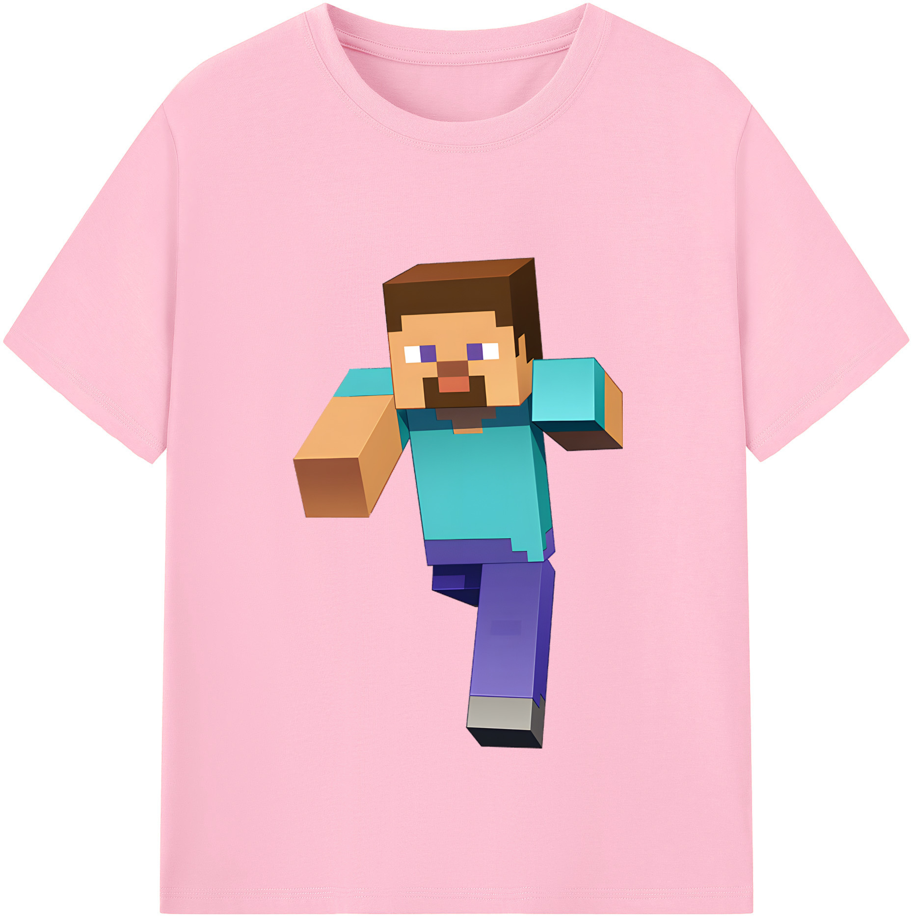 （画像用） マインクラフト ブロックの世界 Minecraft MC Block world 綿100％半袖Tシャツ（フロントプリント）
