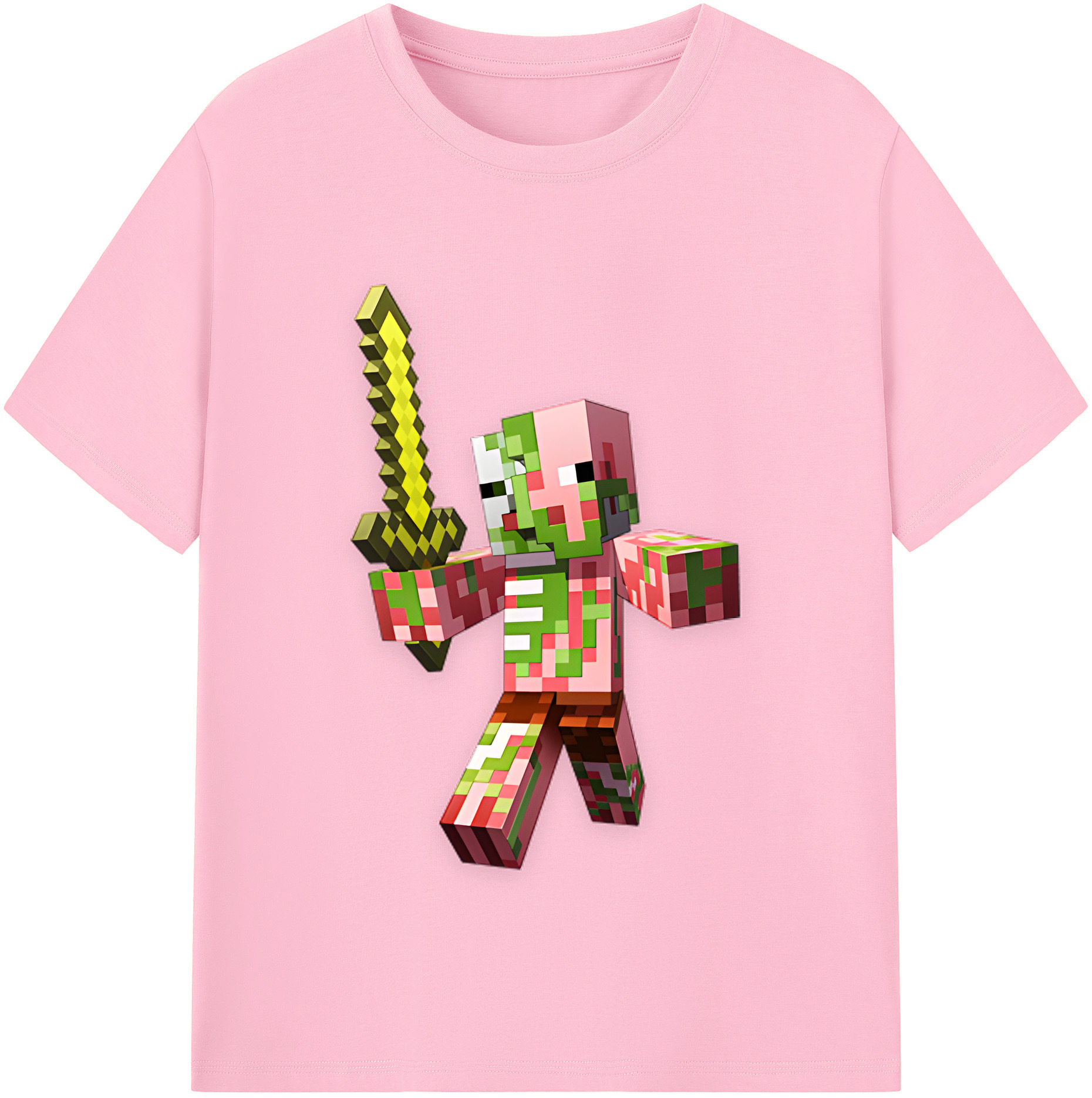 （画像用） マインクラフト ブロックの世界 Minecraft MC Block world 綿100％半袖Tシャツ（フロントプリント）