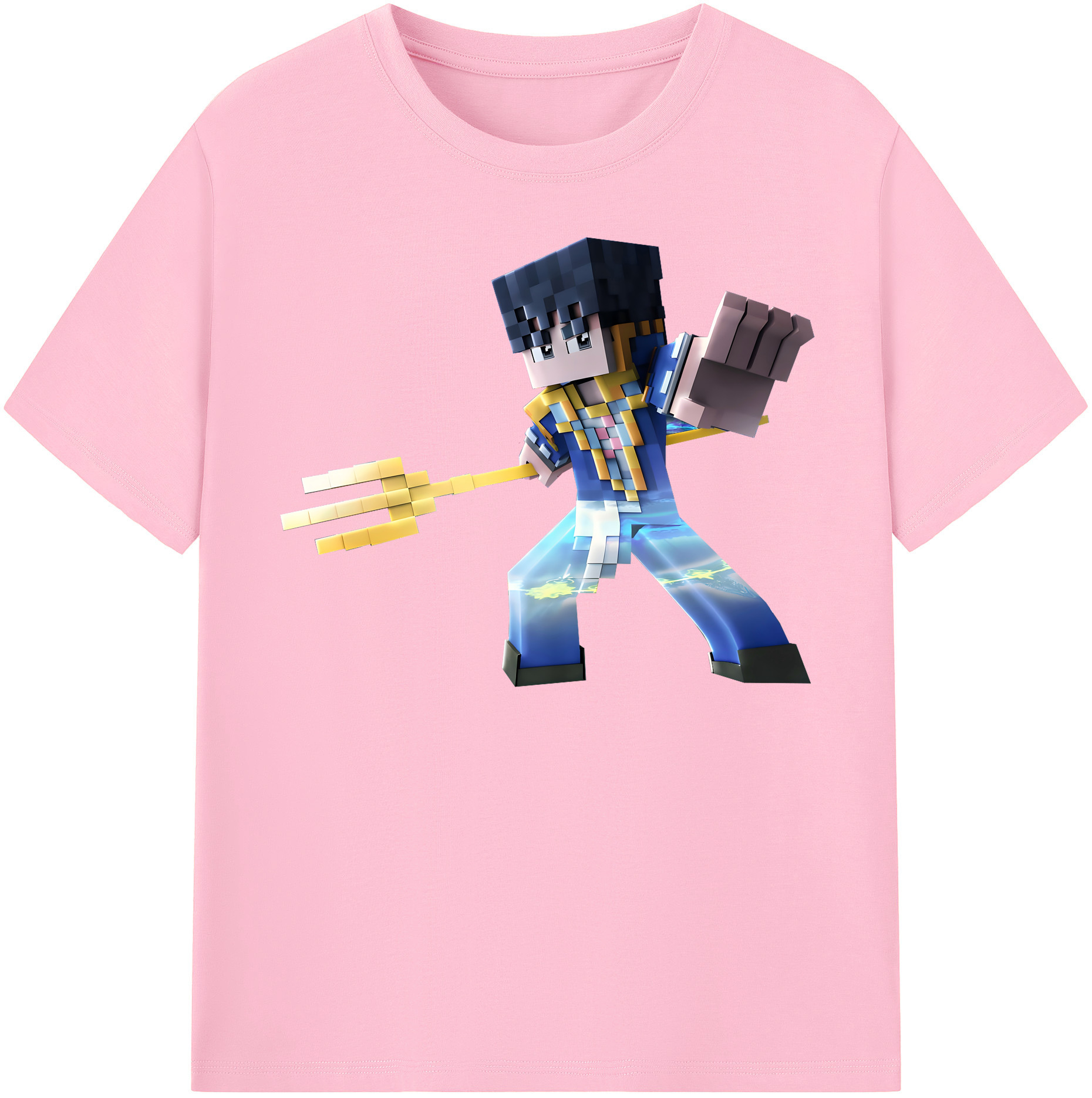 （画像用） マインクラフト ブロックの世界 Minecraft MC Block world 綿100％半袖Tシャツ（フロントプリント）