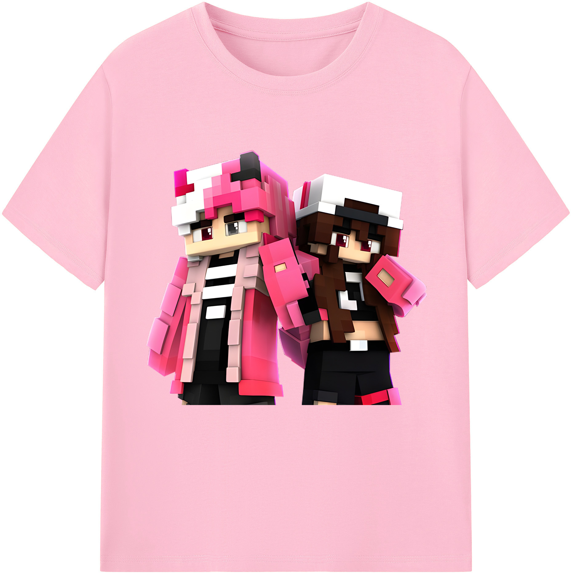 （画像用） マインクラフト ブロックの世界 Minecraft MC Block world 綿100％半袖Tシャツ（フロントプリント）