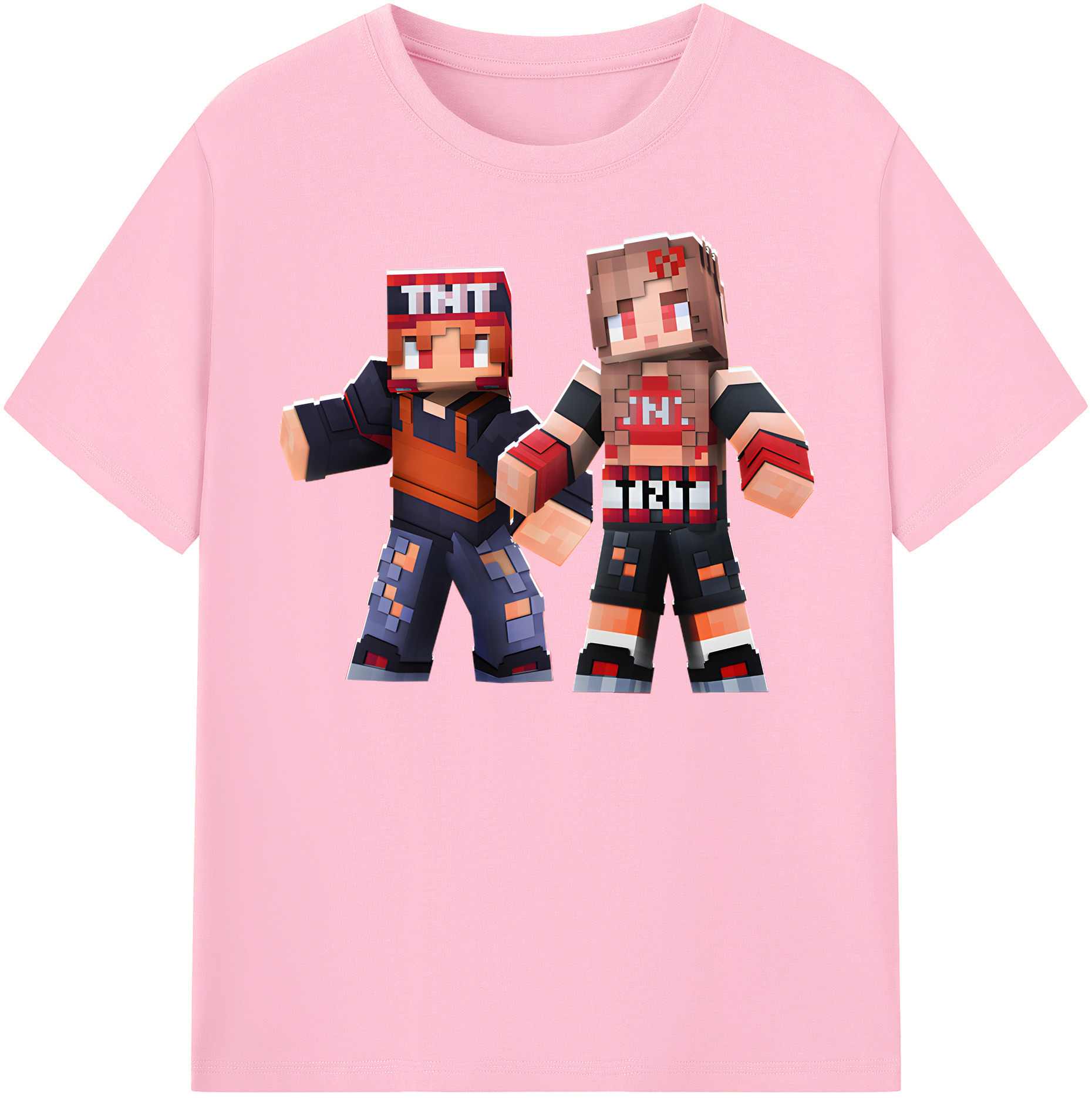 （画像用） マインクラフト ブロックの世界 Minecraft MC Block world 綿100％半袖Tシャツ（フロントプリント）