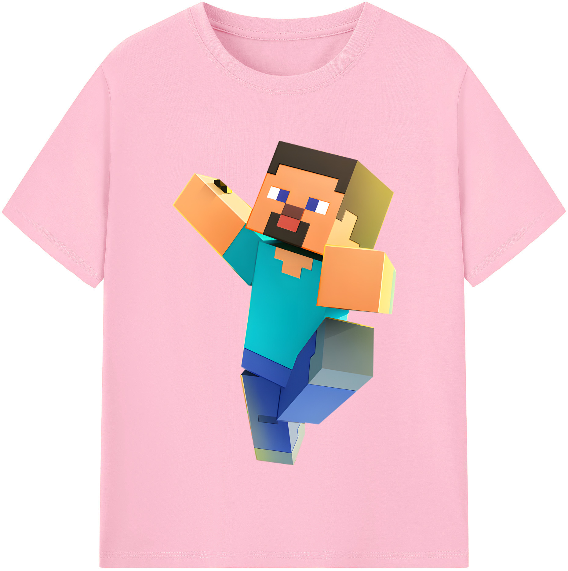 （画像用） マインクラフト ブロックの世界 Minecraft MC Block world 綿100％半袖Tシャツ（フロントプリント）