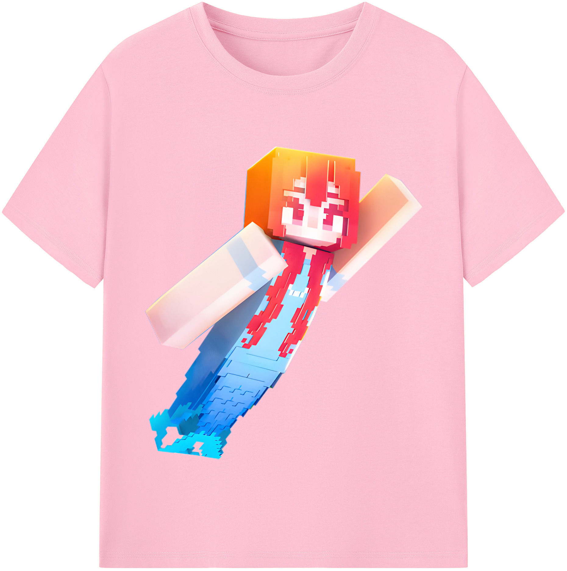 （画像用） マインクラフト ブロックの世界 Minecraft MC Block world 綿100％半袖Tシャツ（フロントプリント）