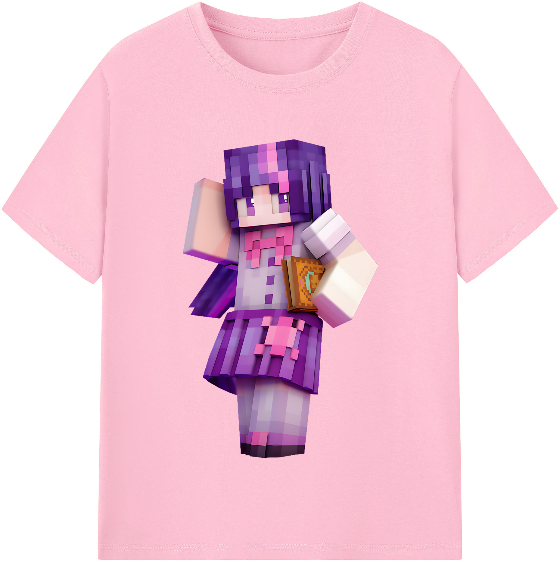（画像用） マインクラフト ブロックの世界 Minecraft MC Block world 綿100％半袖Tシャツ（フロントプリント）
