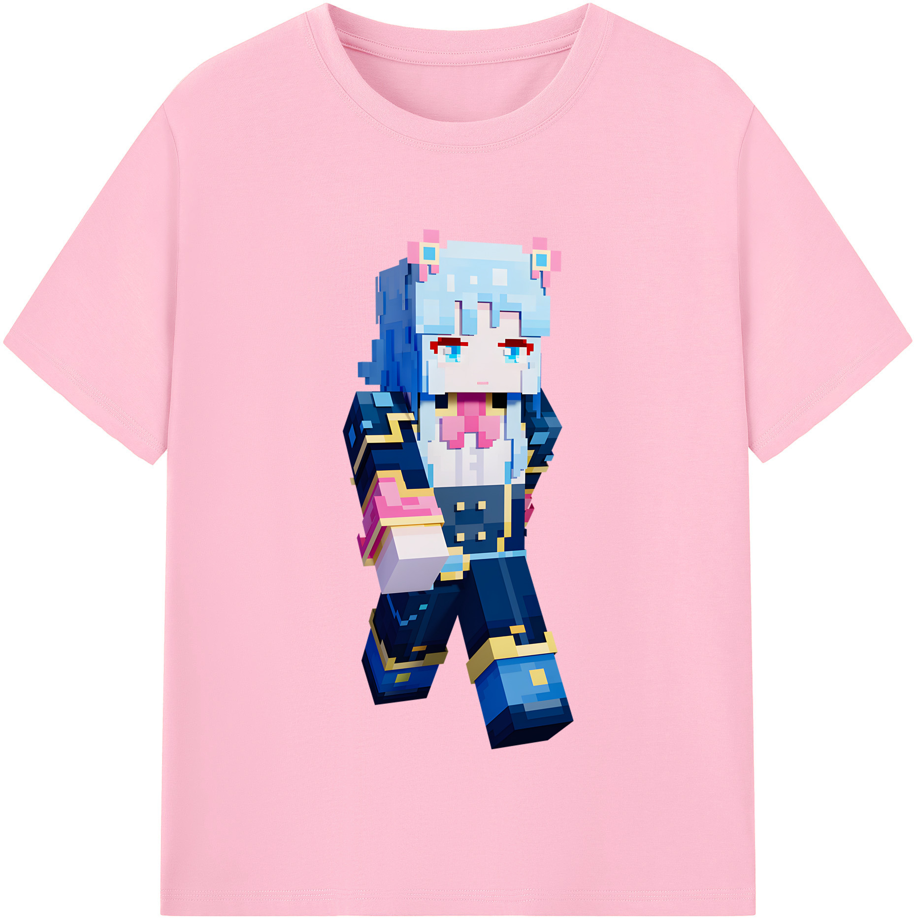 （画像用） マインクラフト ブロックの世界 Minecraft MC Block world 綿100％半袖Tシャツ（フロントプリント）