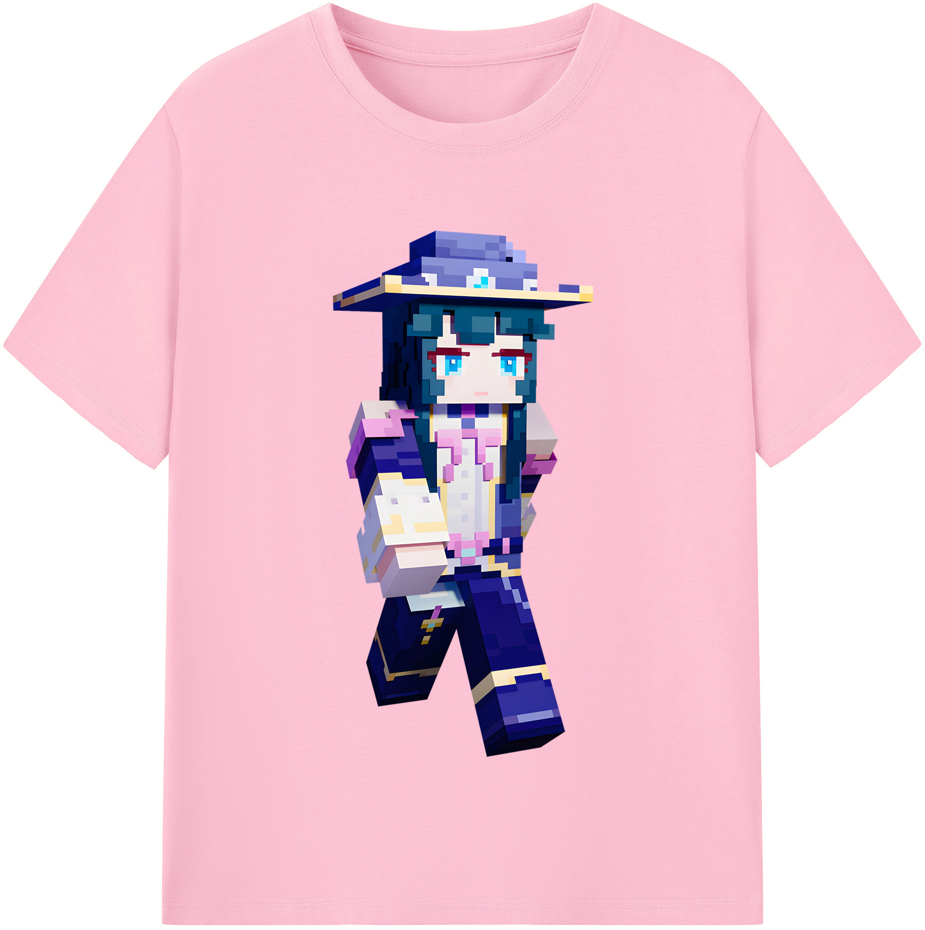 （画像用） マインクラフト ブロックの世界 Minecraft MC Block world 綿100％半袖Tシャツ（フロントプリント）