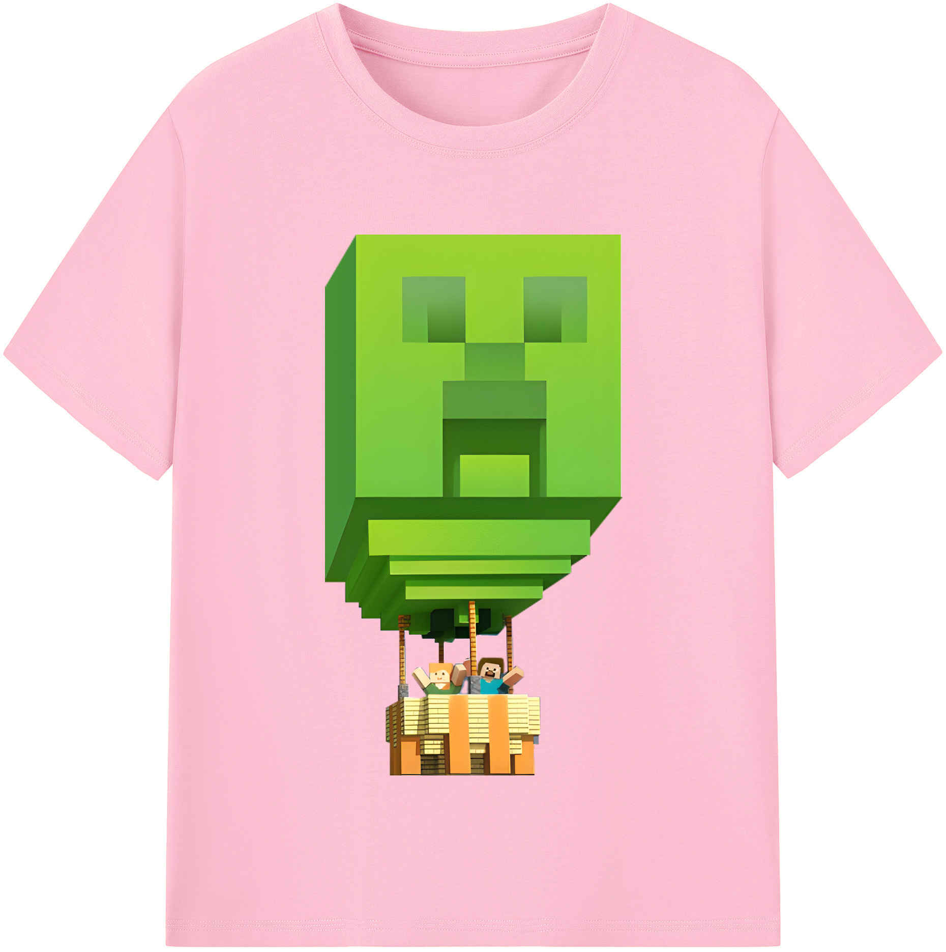（画像用） マインクラフト ブロックの世界 Minecraft MC Block world 綿100％半袖Tシャツ（フロントプリント）