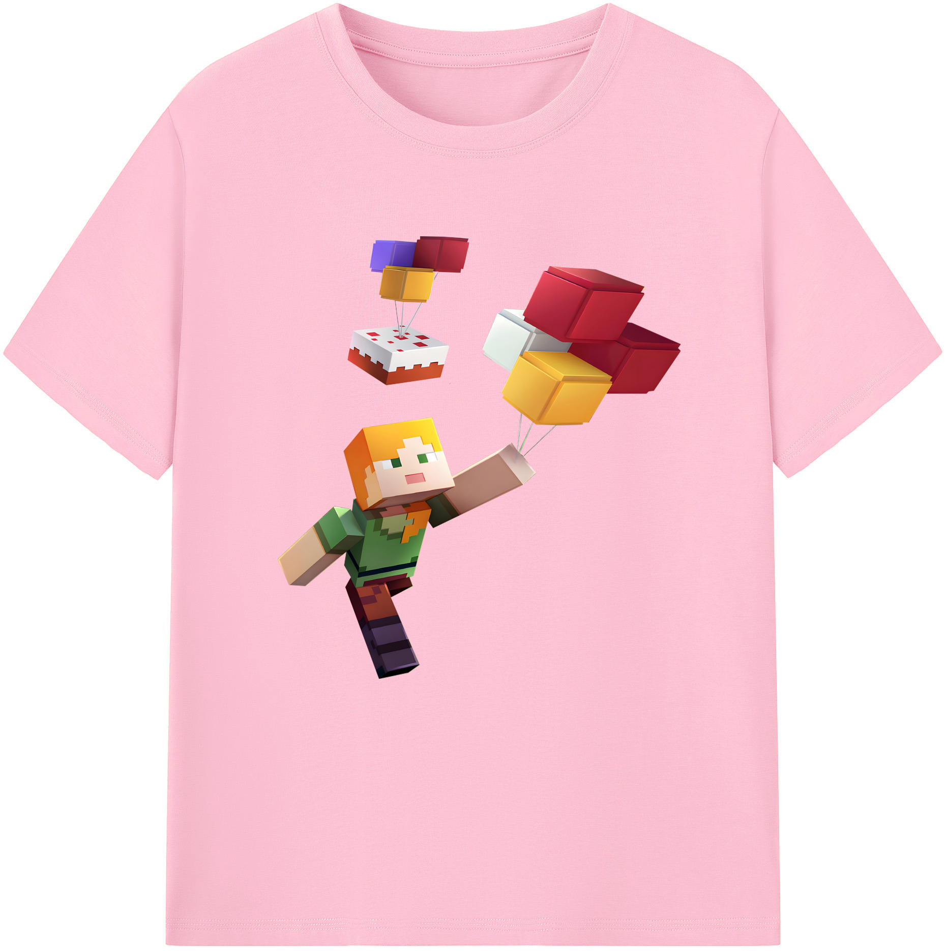 （画像用） マインクラフト ブロックの世界 Minecraft MC Block world 綿100％半袖Tシャツ（フロントプリント）