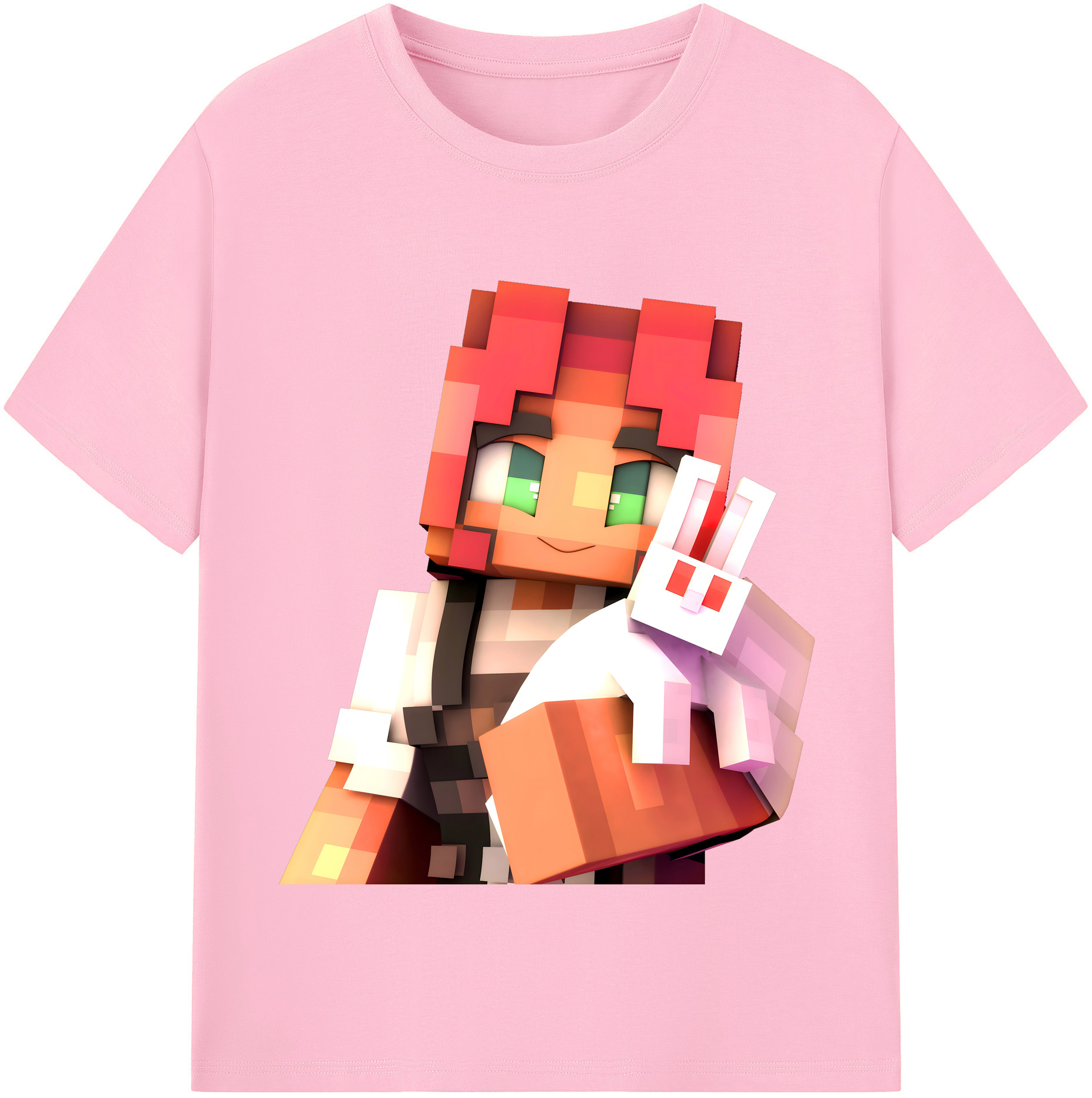 （画像用） マインクラフト ブロックの世界 Minecraft MC Block world 綿100％半袖Tシャツ（フロントプリント）