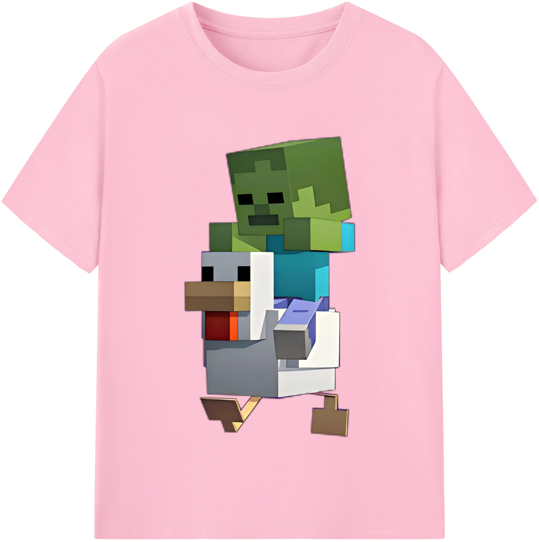 （画像用） マインクラフト ブロックの世界 Minecraft MC Block world 綿100％半袖Tシャツ（フロントプリント）