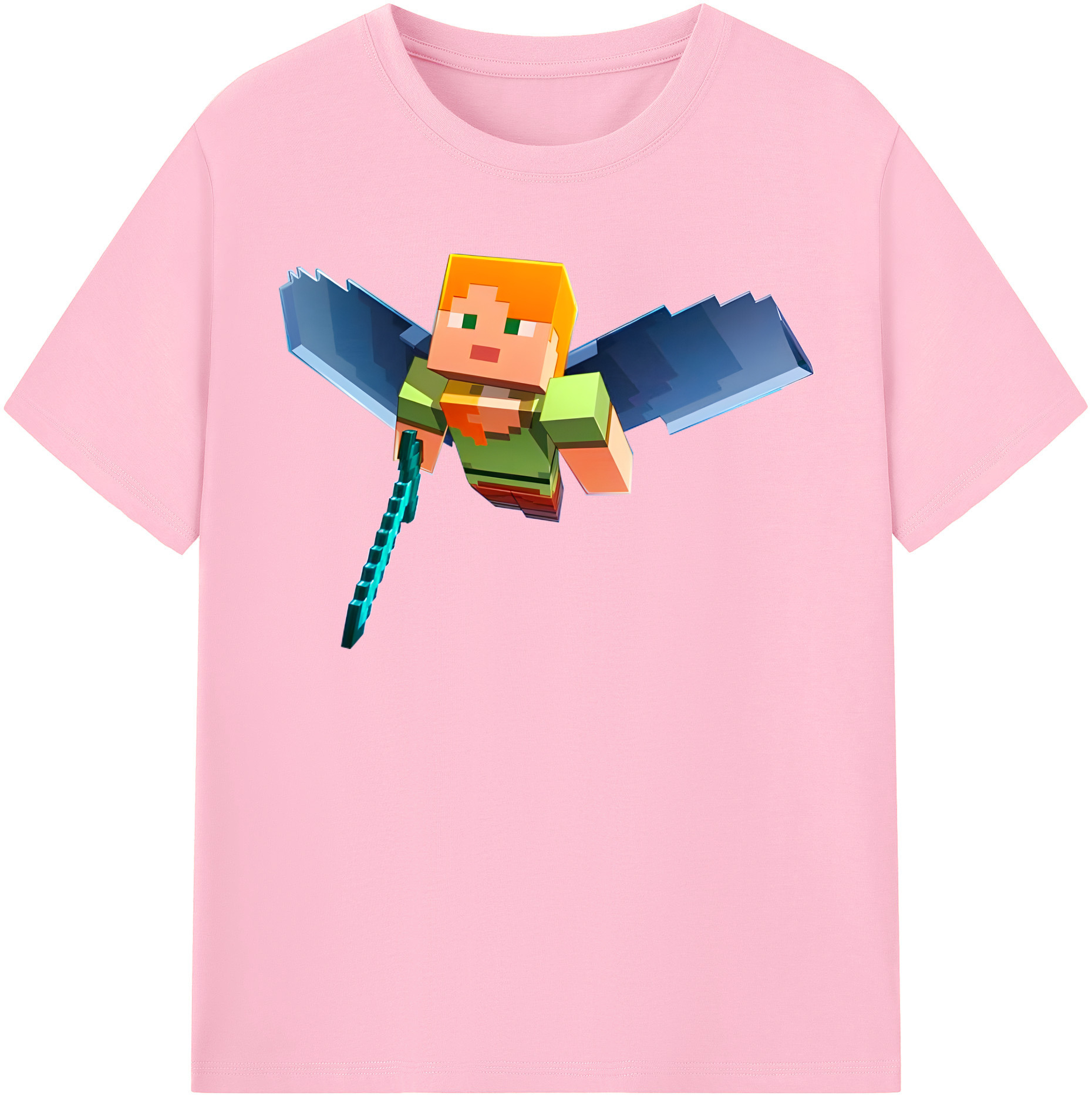 （画像用） マインクラフト ブロックの世界 Minecraft MC Block world 綿100％半袖Tシャツ（フロントプリント）