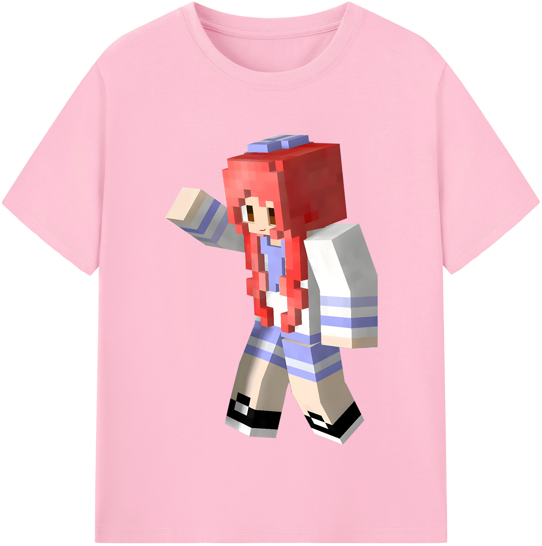 （画像用） マインクラフト ブロックの世界 Minecraft MC Block world 綿100％半袖Tシャツ（フロントプリント）