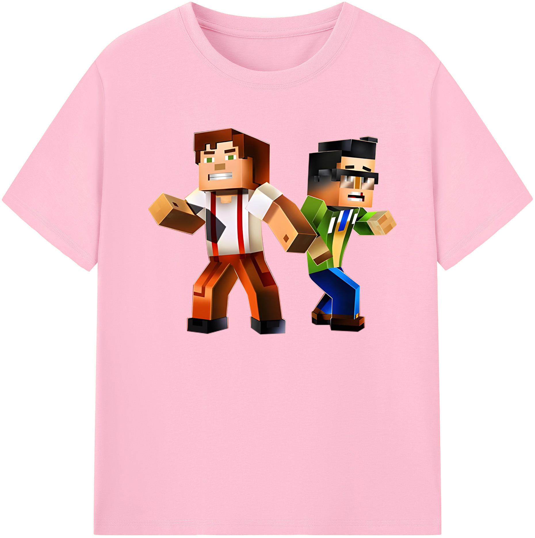 （画像用） マインクラフト ブロックの世界 Minecraft MC Block world 綿100％半袖Tシャツ（フロントプリント）