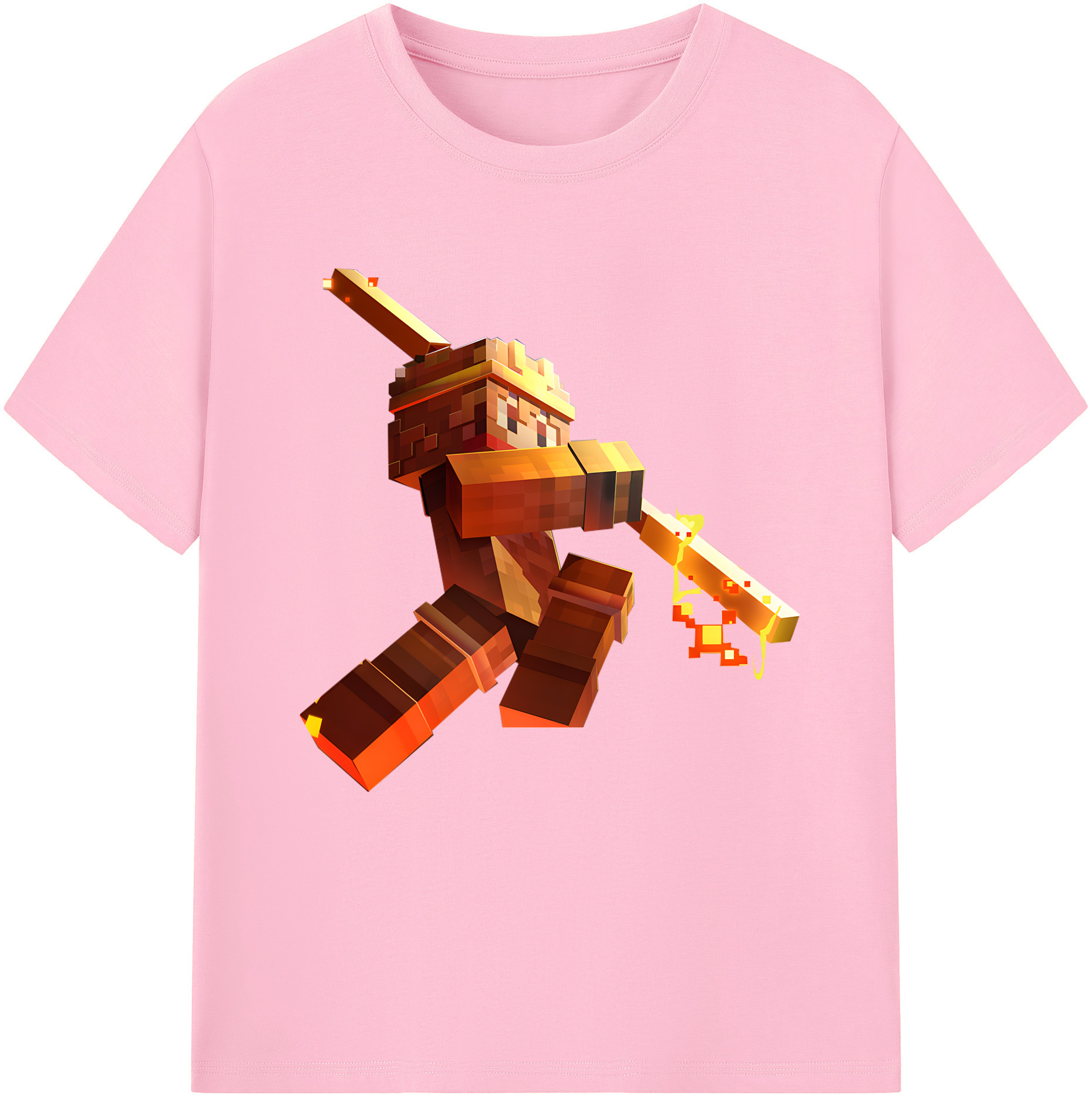 （画像用） マインクラフト ブロックの世界 Minecraft MC Block world 綿100％半袖Tシャツ（フロントプリント）
