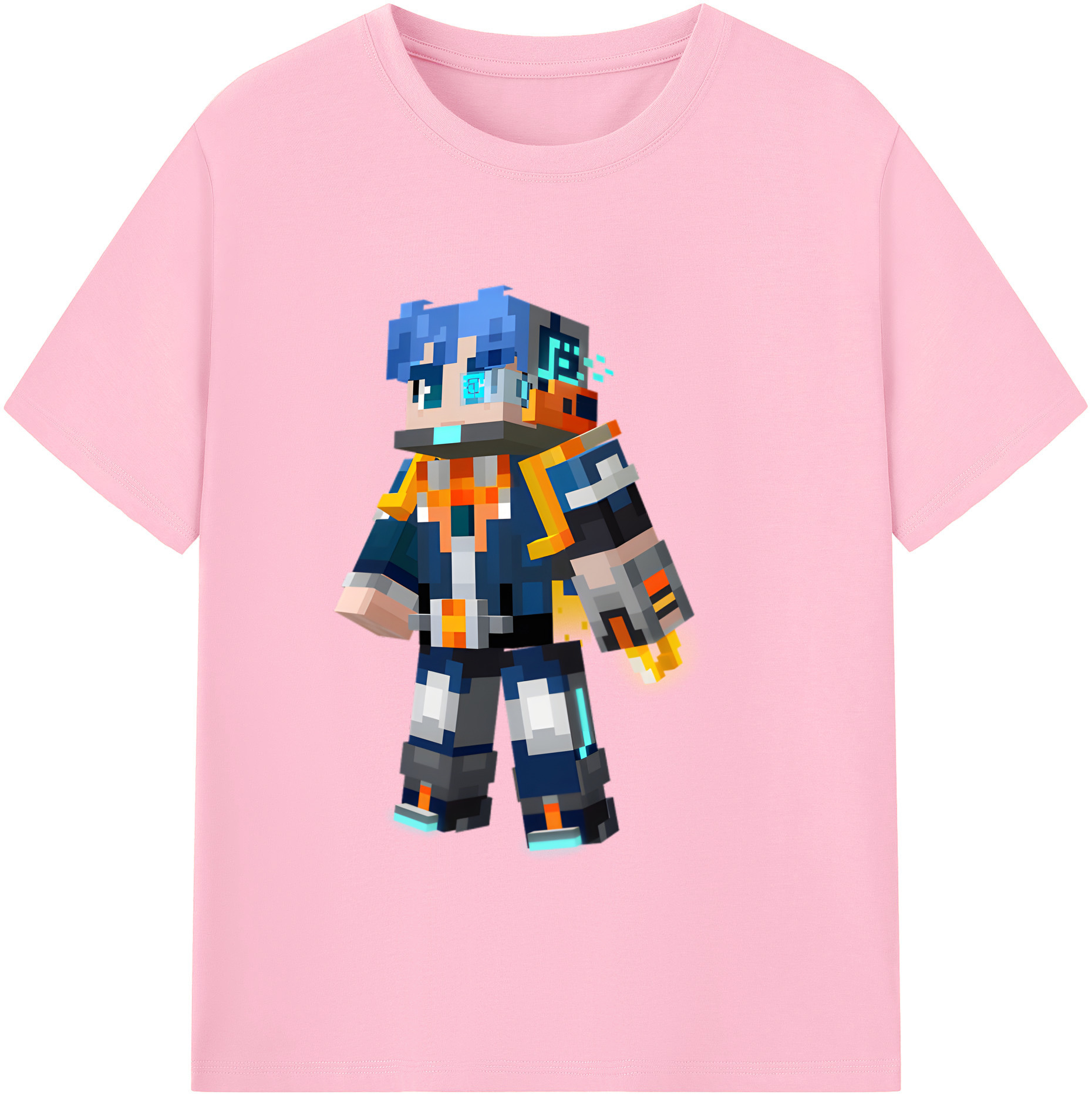 （画像用） マインクラフト ブロックの世界 Minecraft MC Block world 綿100％半袖Tシャツ（フロントプリント）