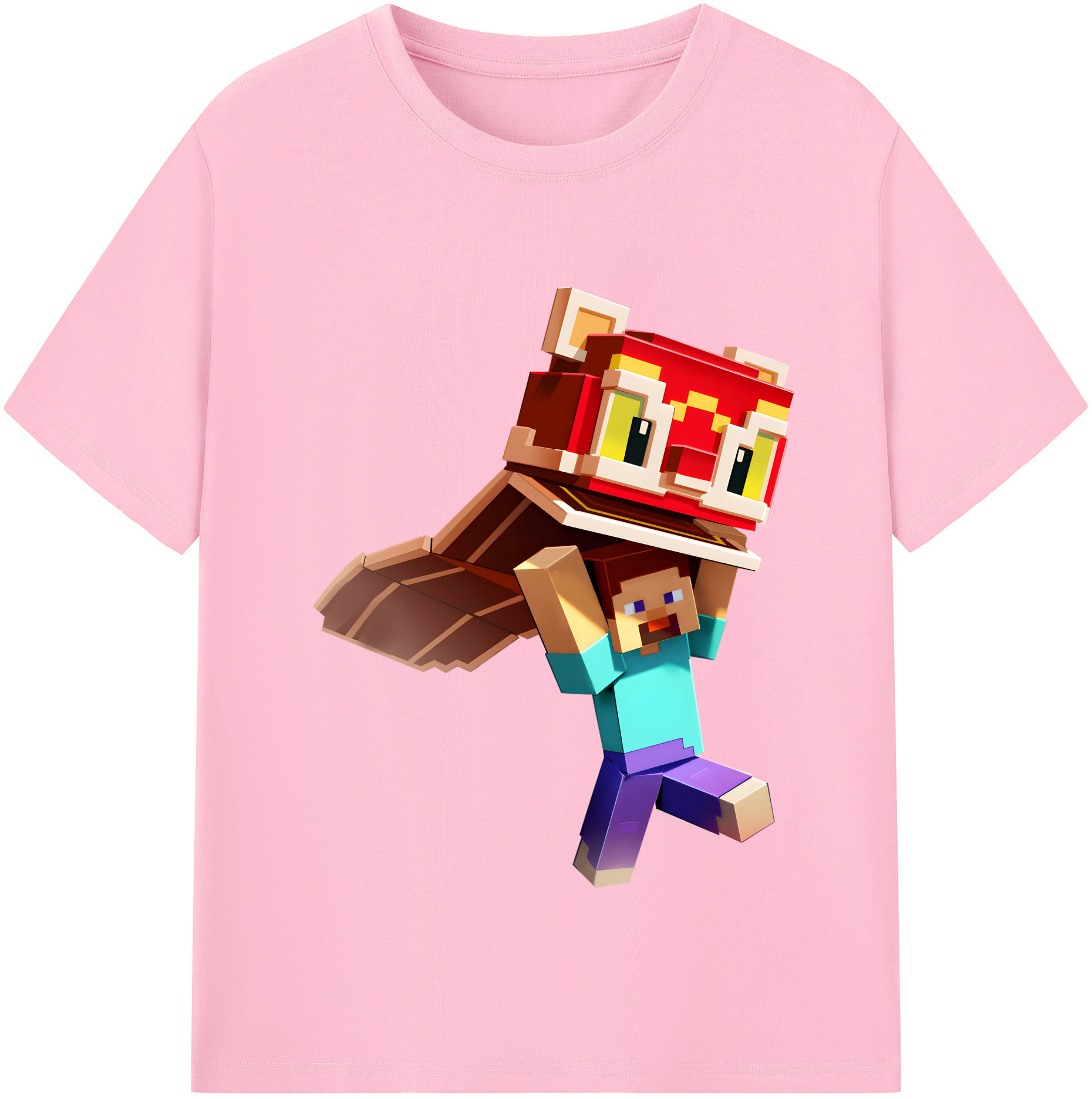 （画像用） マインクラフト ブロックの世界 Minecraft MC Block world 綿100％半袖Tシャツ（フロントプリント）