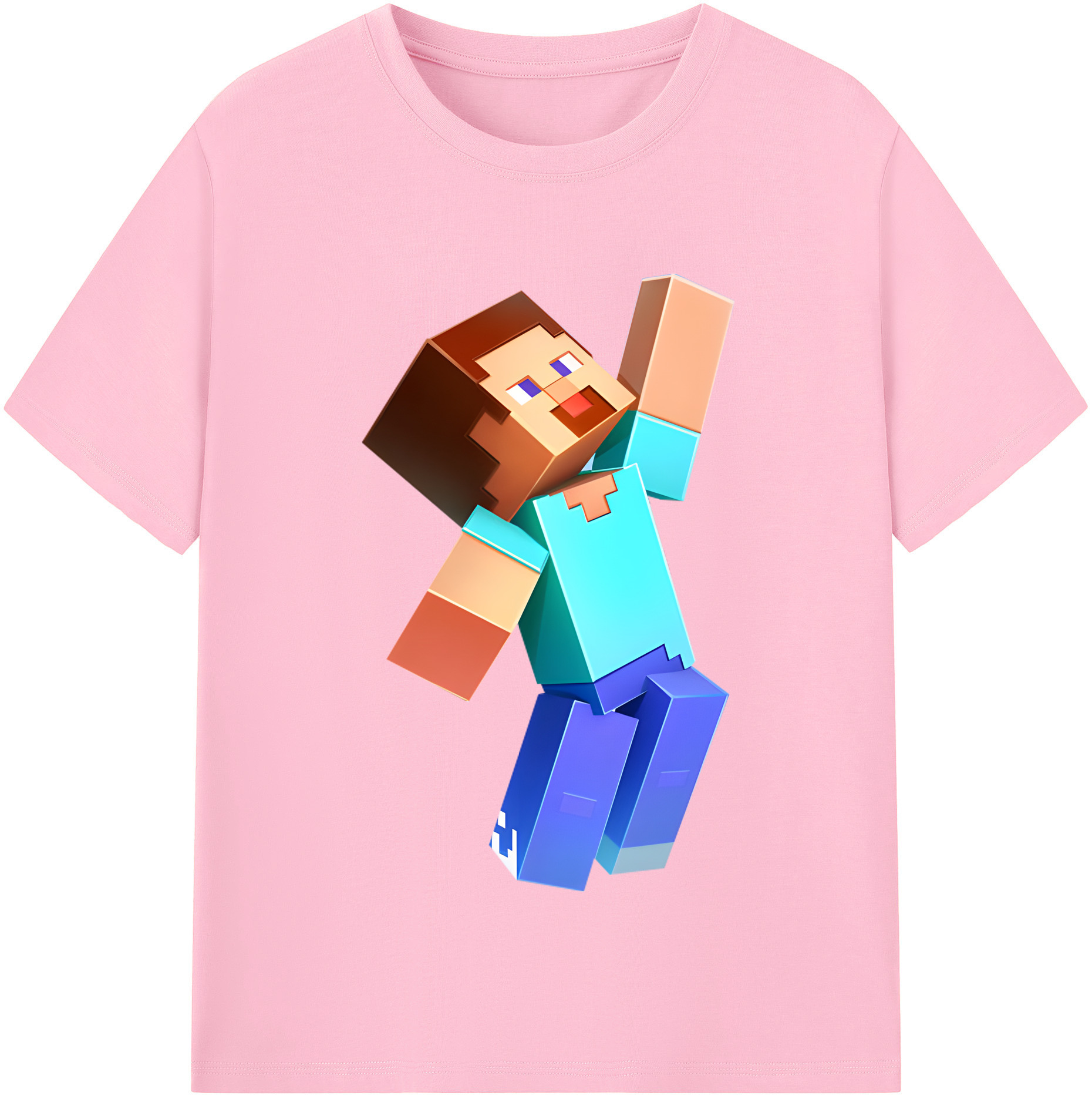 （画像用） マインクラフト ブロックの世界 Minecraft MC Block world 綿100％半袖Tシャツ（フロントプリント）