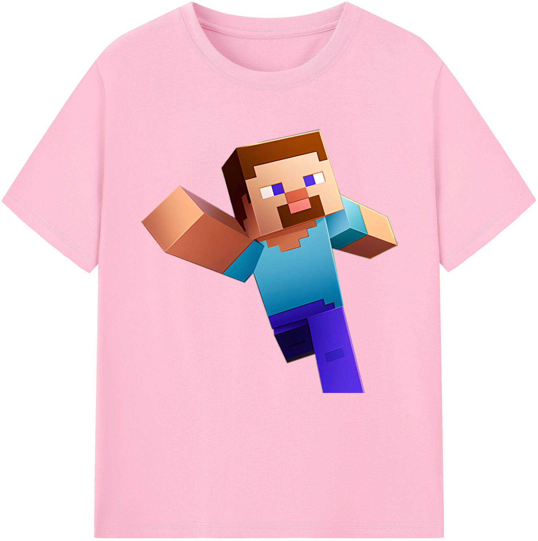 （画像用） マインクラフト ブロックの世界 Minecraft MC Block world 綿100％半袖Tシャツ（フロントプリント）