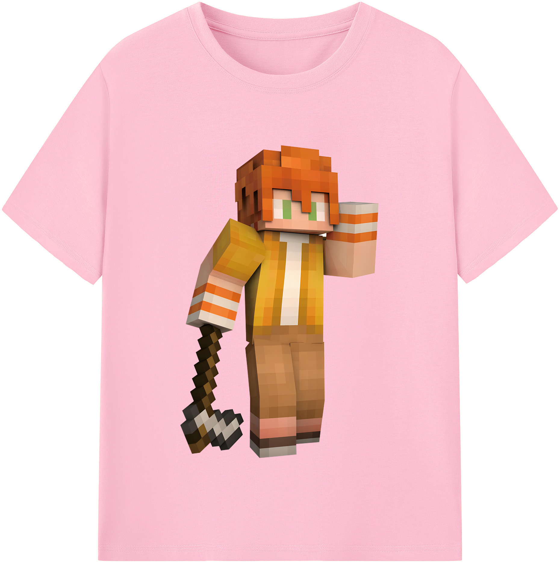 （画像用） マインクラフト ブロックの世界 Minecraft MC Block world 綿100％半袖Tシャツ（フロントプリント）