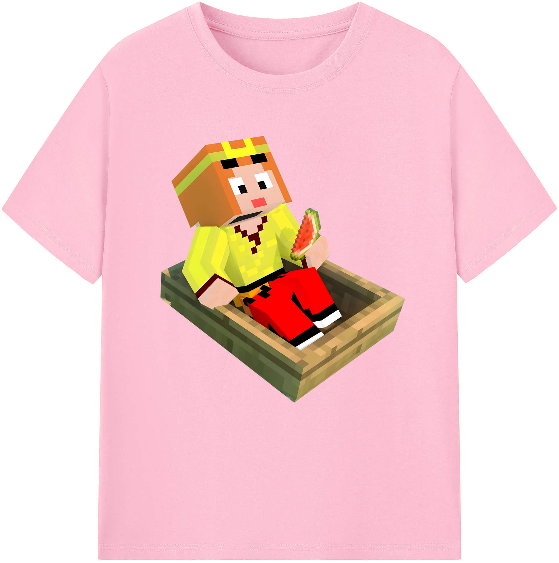 （画像用） マインクラフト ブロックの世界 Minecraft MC Block world 綿100％半袖Tシャツ（フロントプリント）