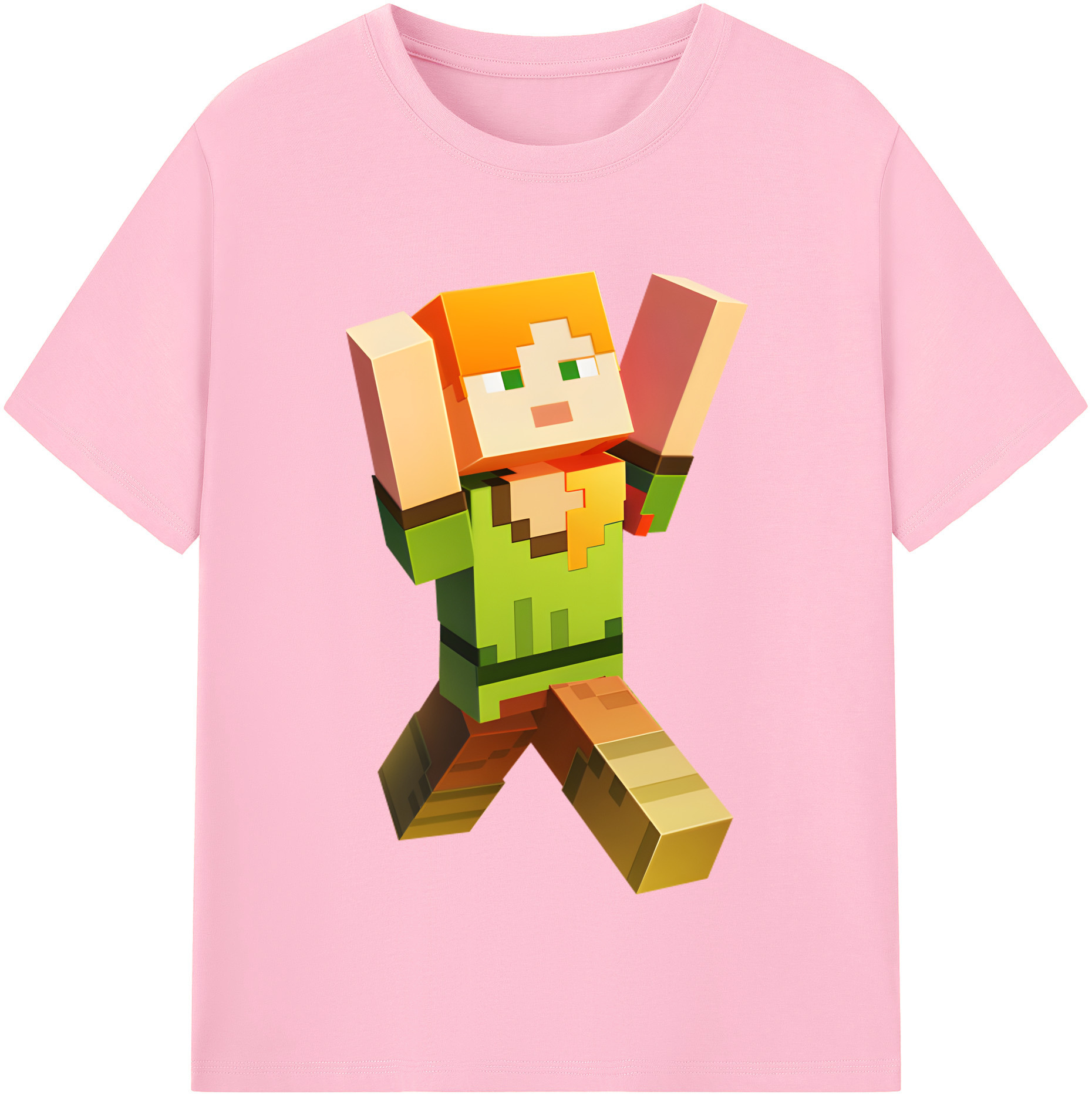 （画像用） マインクラフト ブロックの世界 Minecraft MC Block world 綿100％半袖Tシャツ（フロントプリント）