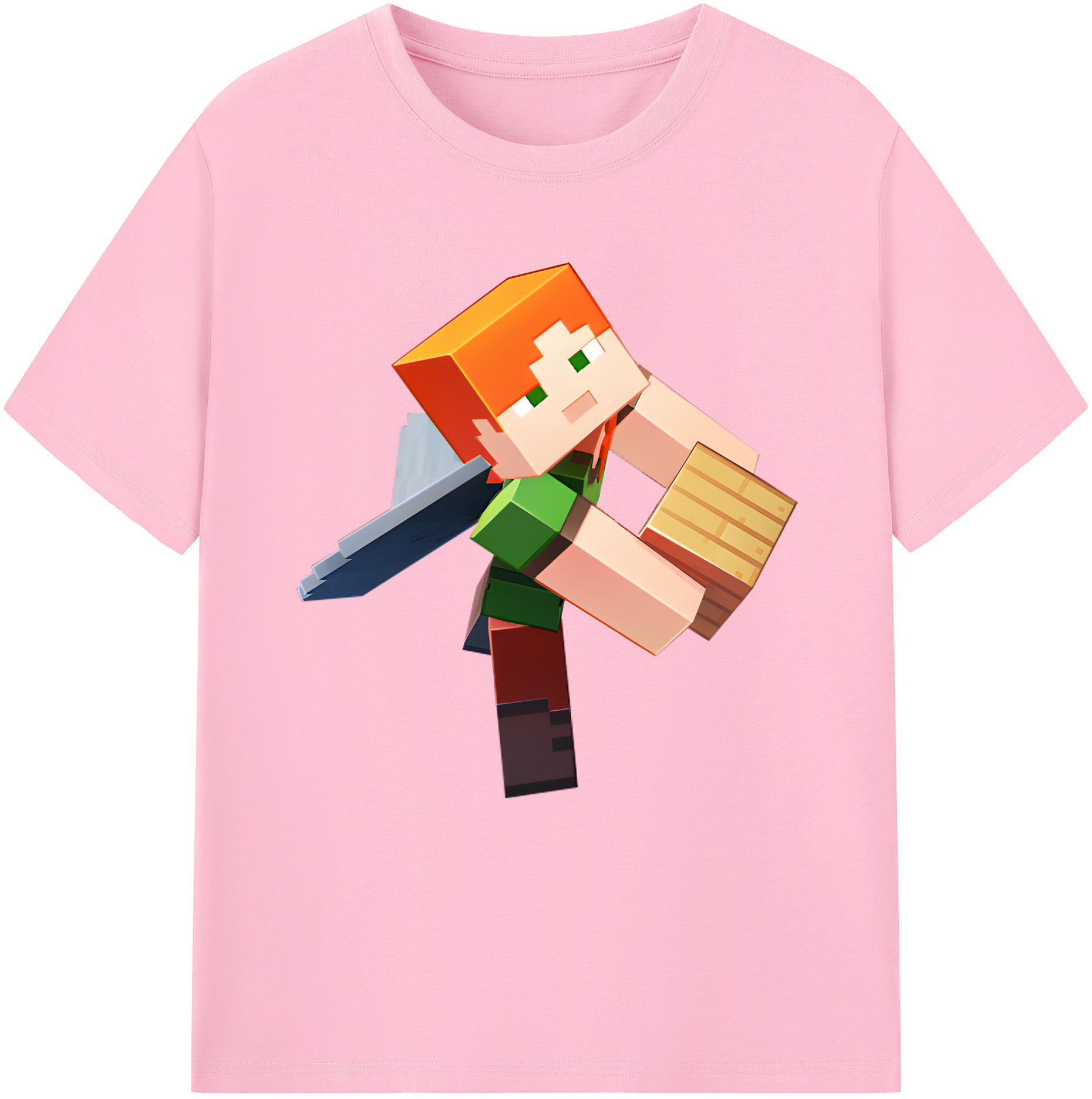 （画像用） マインクラフト ブロックの世界 Minecraft MC Block world 綿100％半袖Tシャツ（フロントプリント）