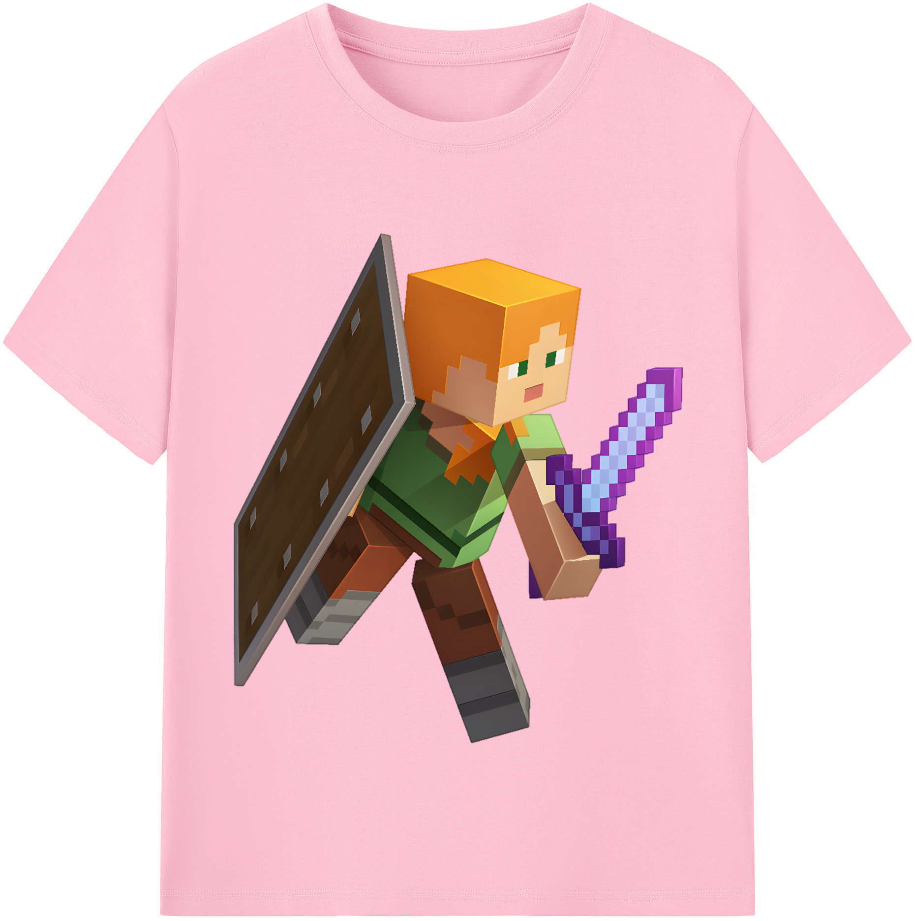 （画像用） マインクラフト ブロックの世界 Minecraft MC Block world 綿100％半袖Tシャツ（フロントプリント）