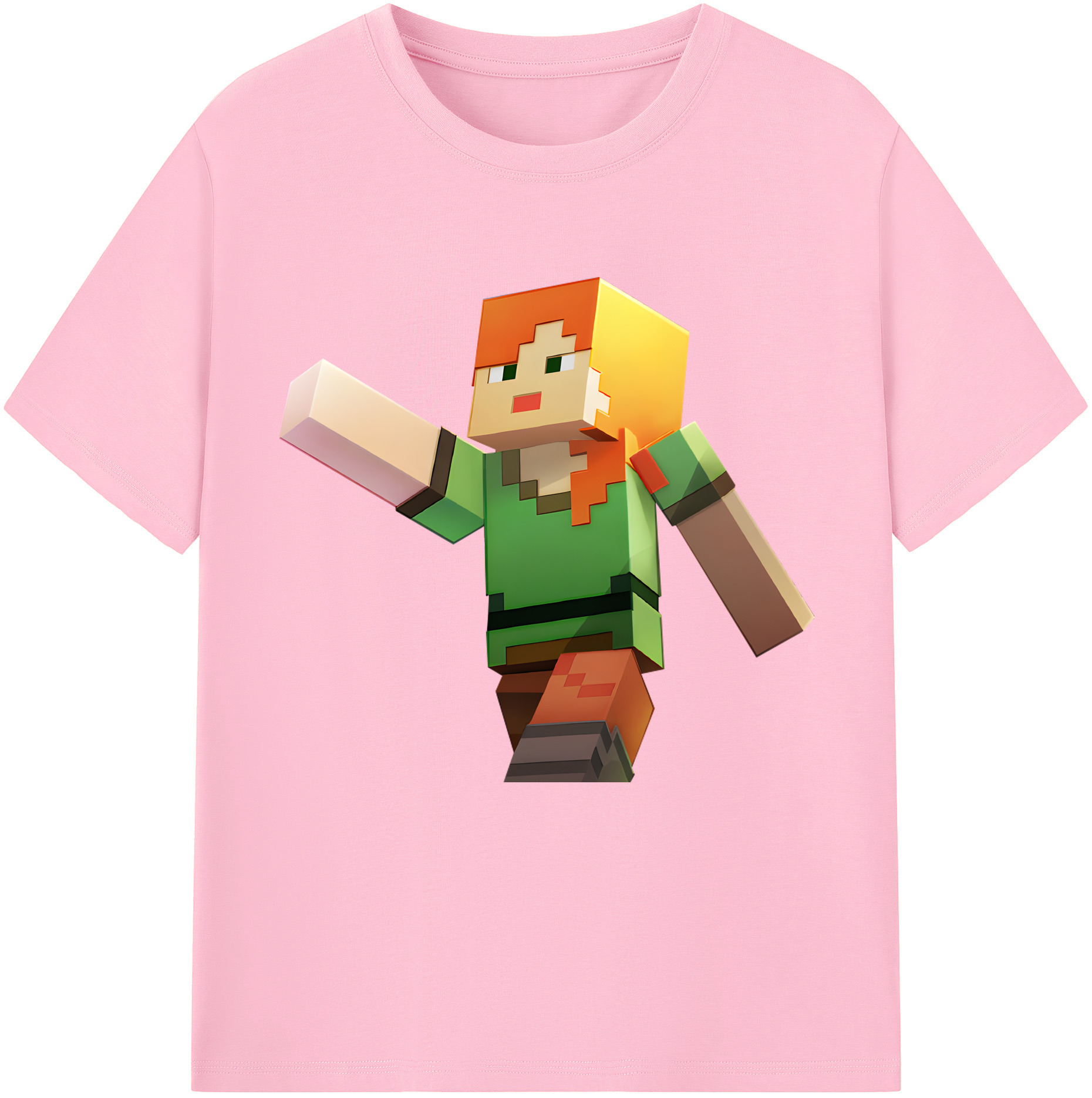（画像用） マインクラフト ブロックの世界 Minecraft MC Block world 綿100％半袖Tシャツ（フロントプリント）