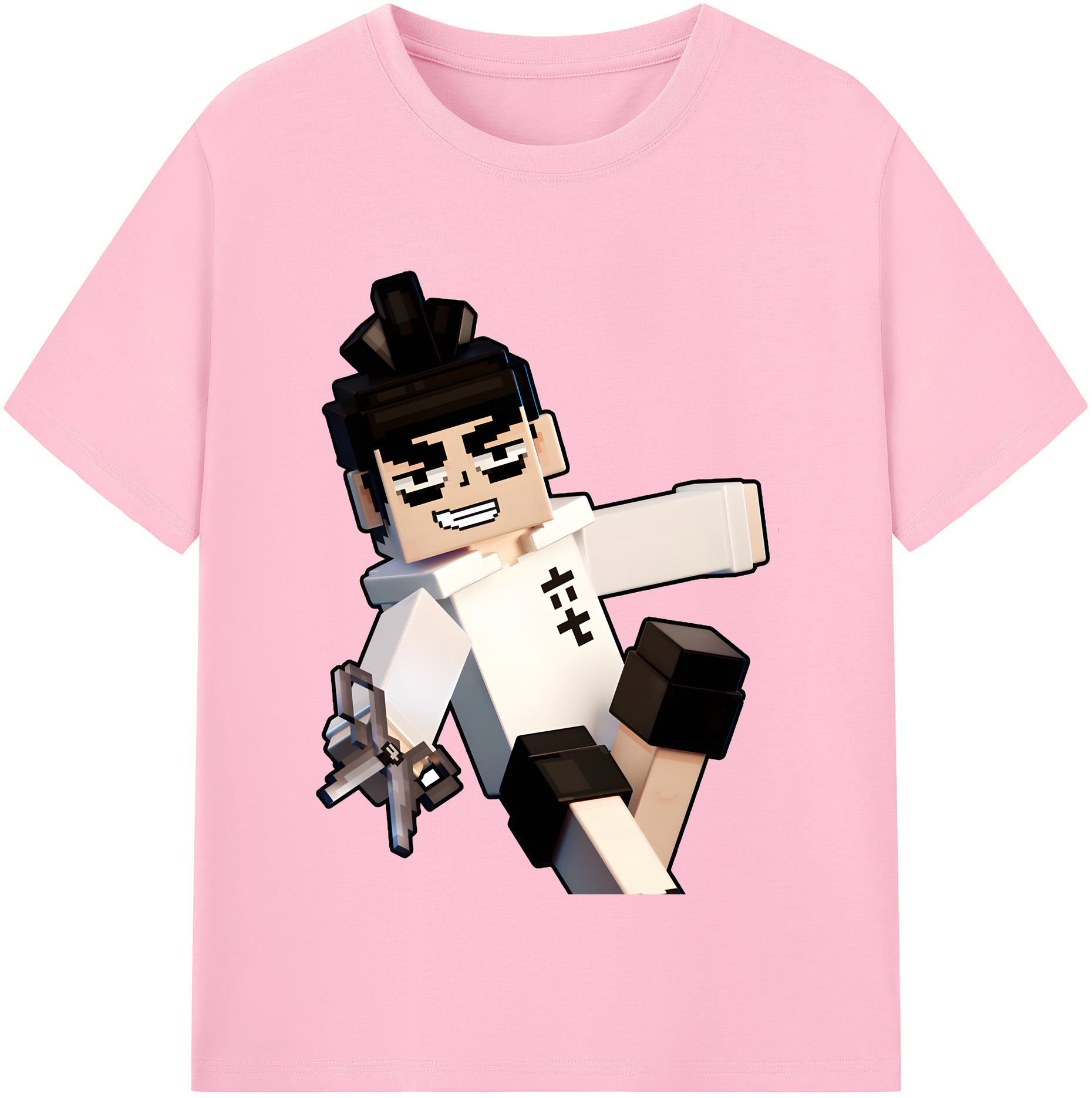 （画像用） マインクラフト ブロックの世界 Minecraft MC Block world 綿100％半袖Tシャツ（フロントプリント）