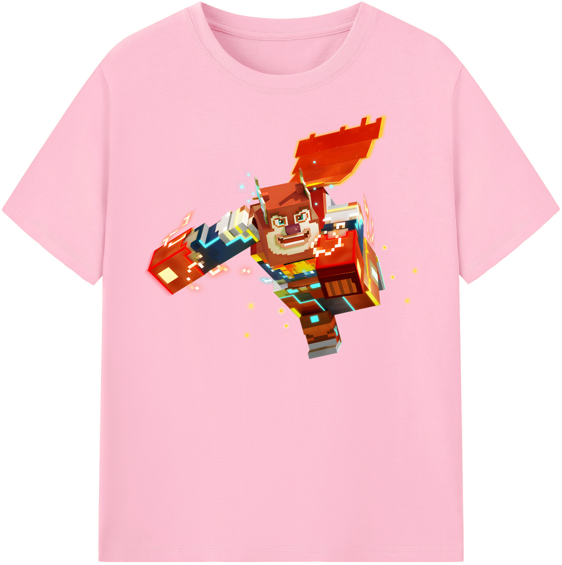 （画像用） マインクラフト ブロックの世界 Minecraft MC Block world 綿100％半袖Tシャツ（フロントプリント）