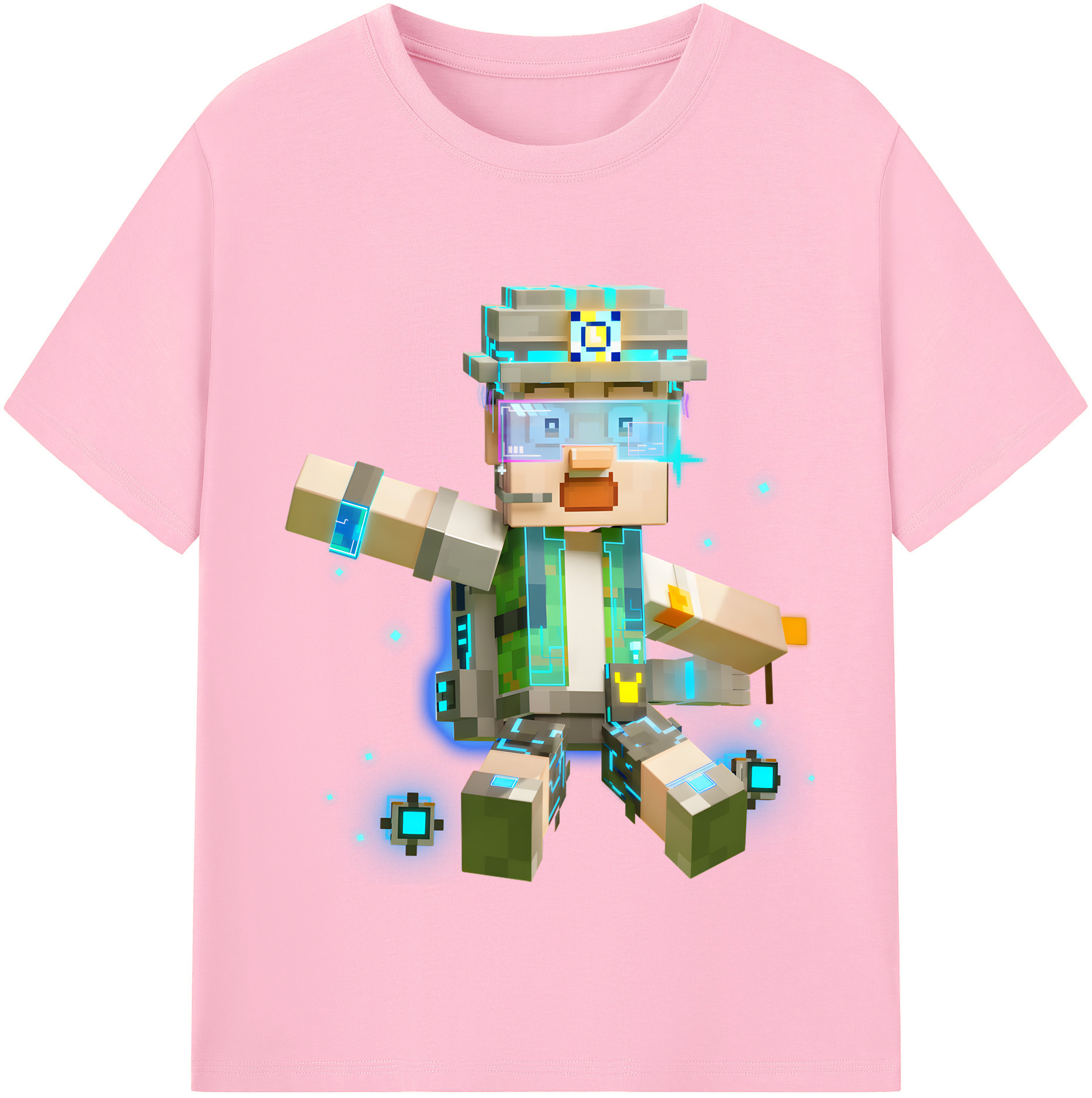 （画像用） マインクラフト ブロックの世界 Minecraft MC Block world 綿100％半袖Tシャツ（フロントプリント）