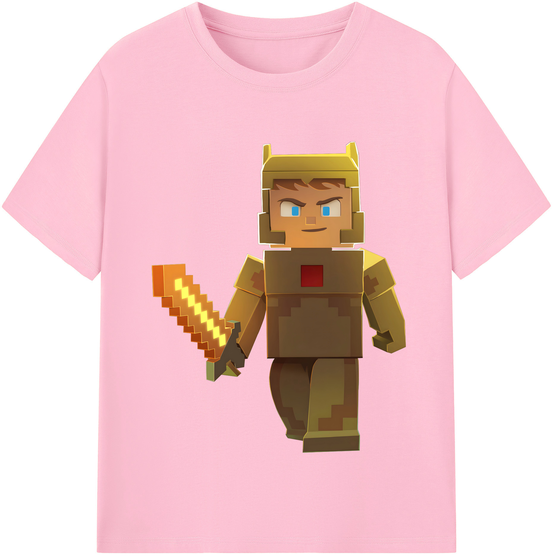 （画像用） マインクラフト ブロックの世界 Minecraft MC Block world 綿100％半袖Tシャツ（フロントプリント）