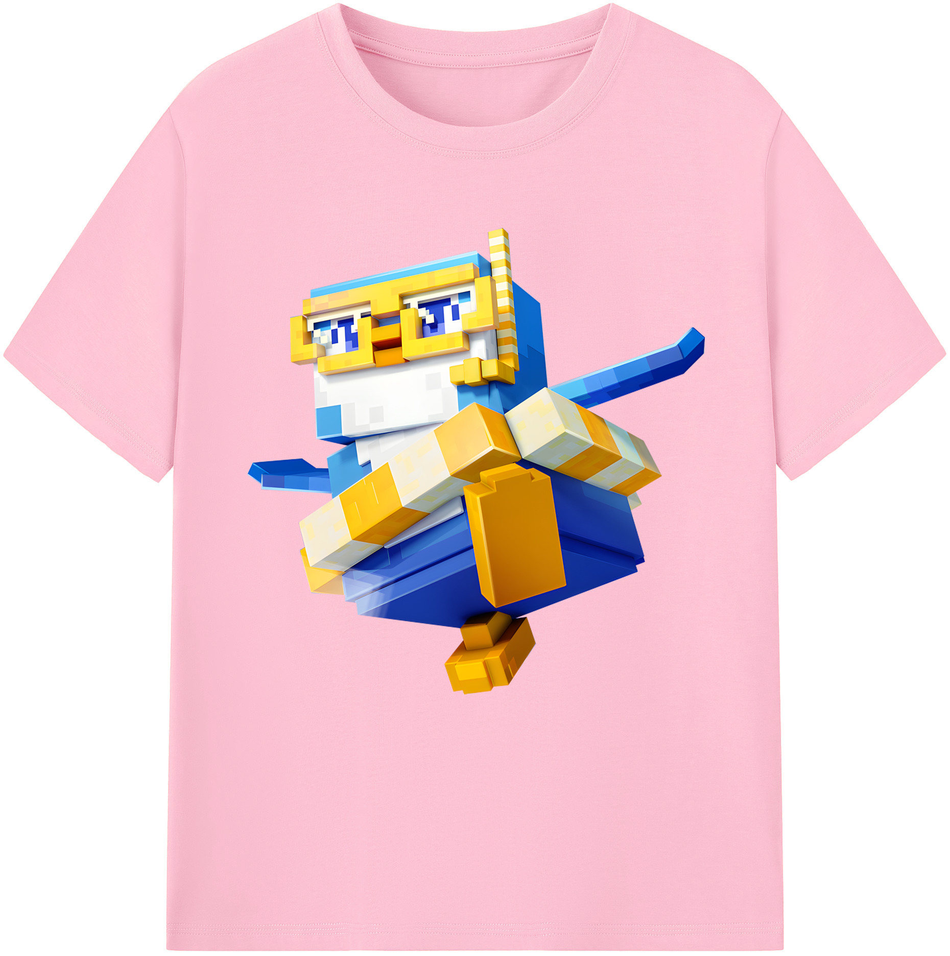 （画像用） マインクラフト ブロックの世界 Minecraft MC Block world 綿100％半袖Tシャツ（フロントプリント）