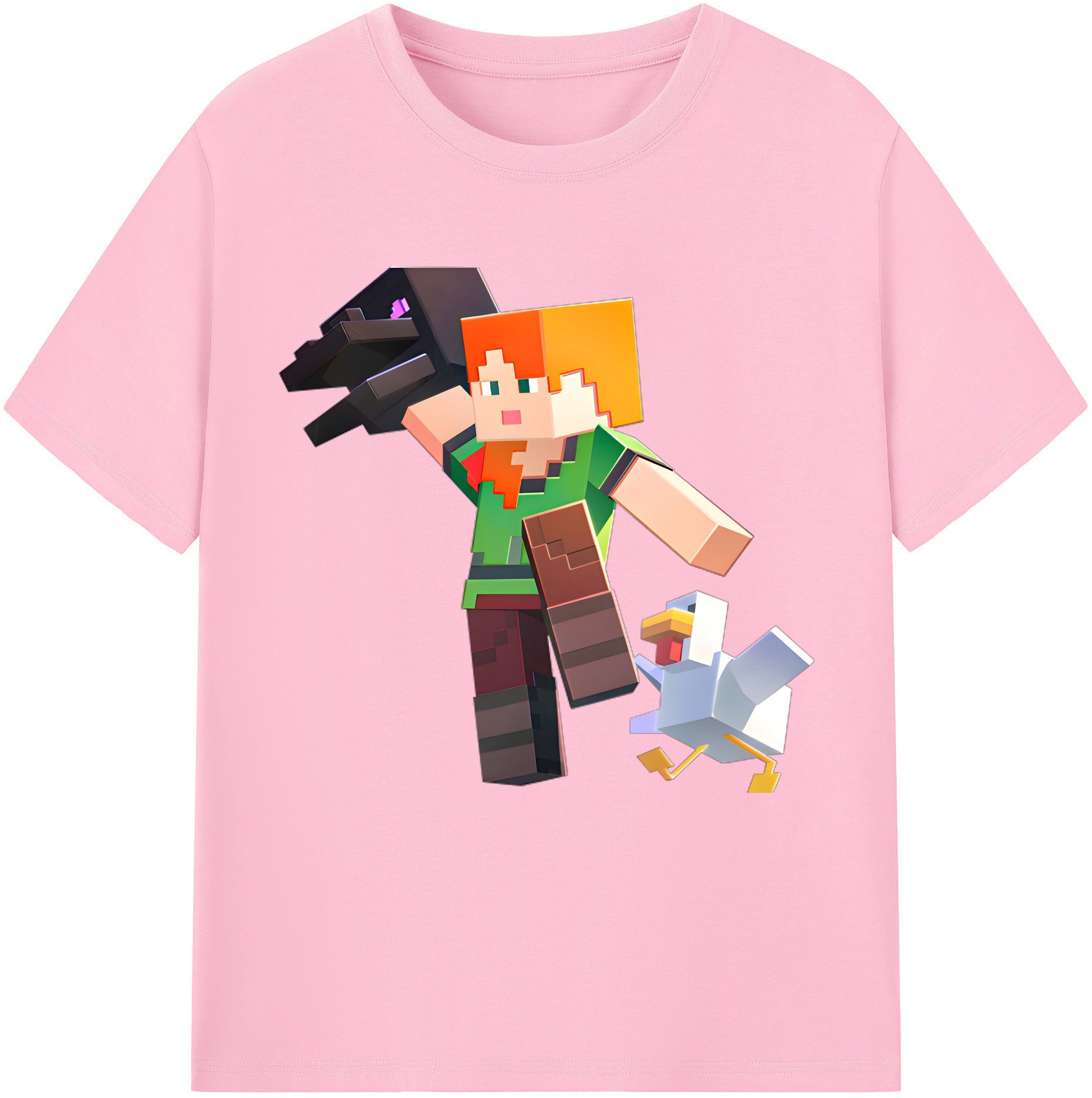 （画像用） マインクラフト ブロックの世界 Minecraft MC Block world 綿100％半袖Tシャツ（フロントプリント）