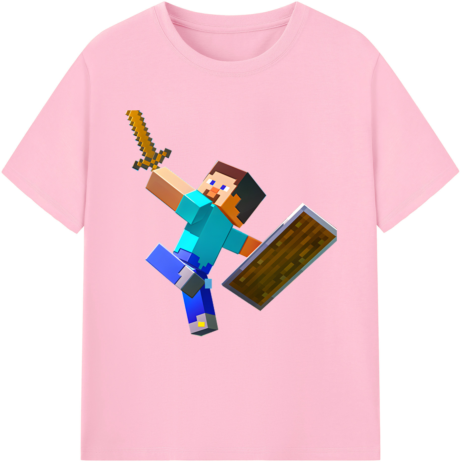 （画像用） マインクラフト ブロックの世界 Minecraft MC Block world 綿100％半袖Tシャツ（フロントプリント）
