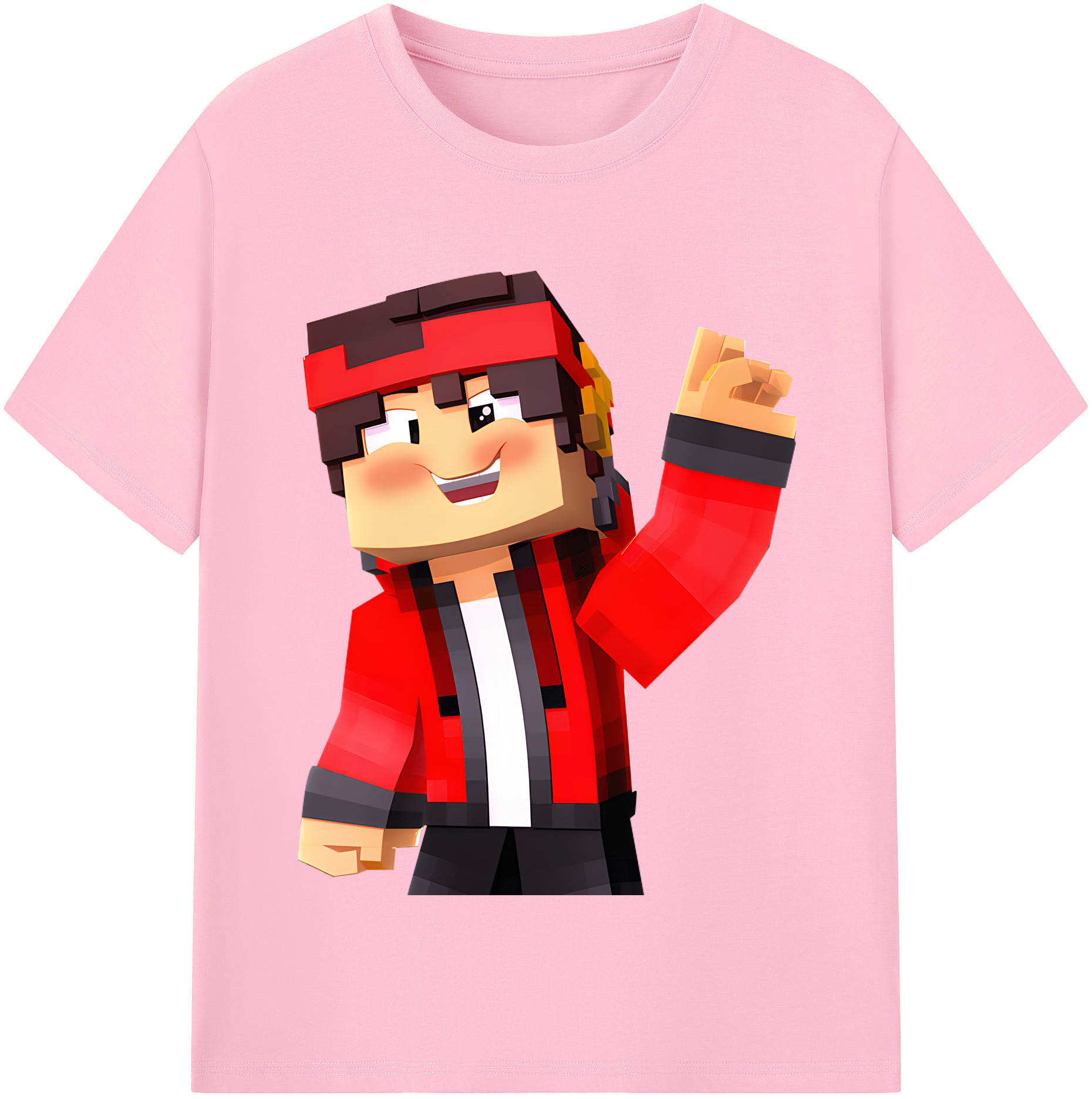 （画像用） マインクラフト ブロックの世界 Minecraft MC Block world 綿100％半袖Tシャツ（フロントプリント）