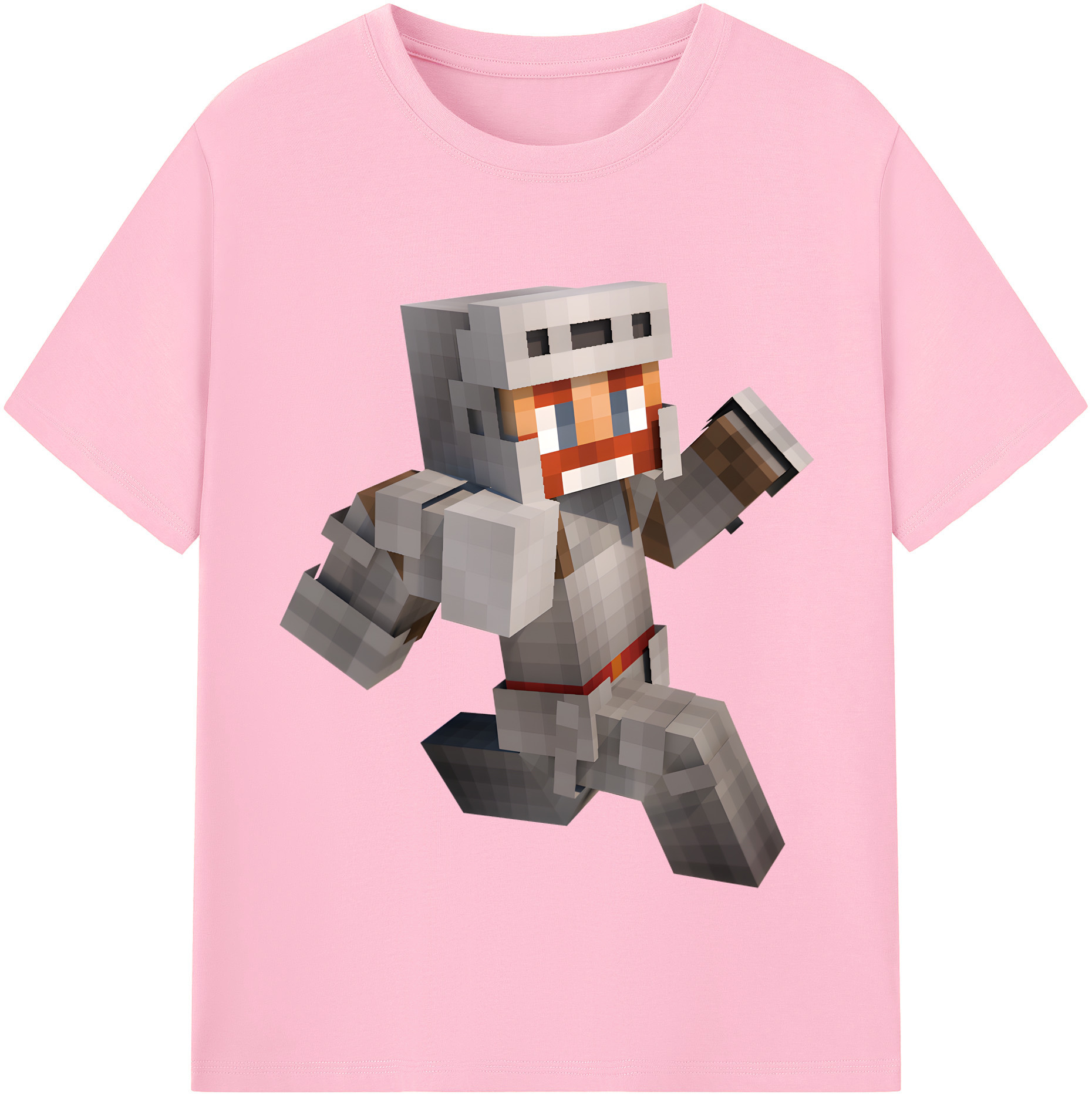 （画像用） マインクラフト ブロックの世界 Minecraft MC Block world 綿100％半袖Tシャツ（フロントプリント）
