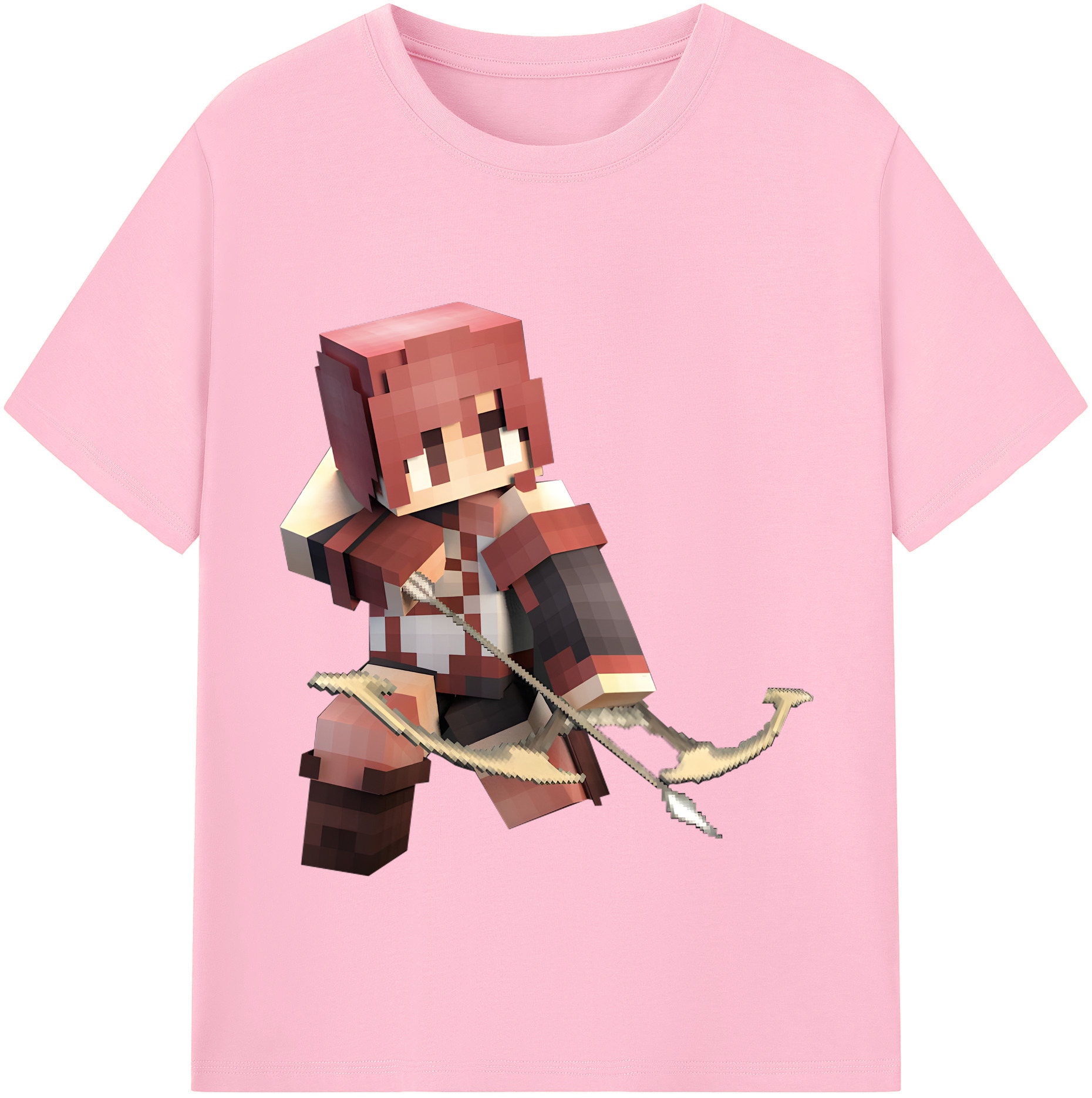 （画像用） マインクラフト ブロックの世界 Minecraft MC Block world 綿100％半袖Tシャツ（フロントプリント）