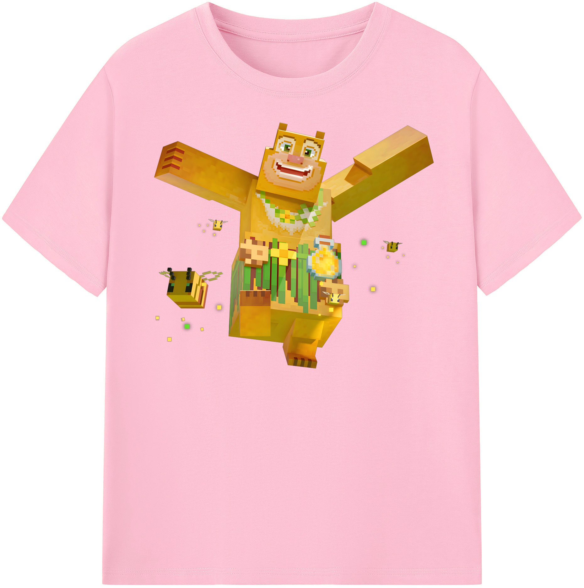 （画像用） マインクラフト ブロックの世界 Minecraft MC Block world 綿100％半袖Tシャツ（フロントプリント）