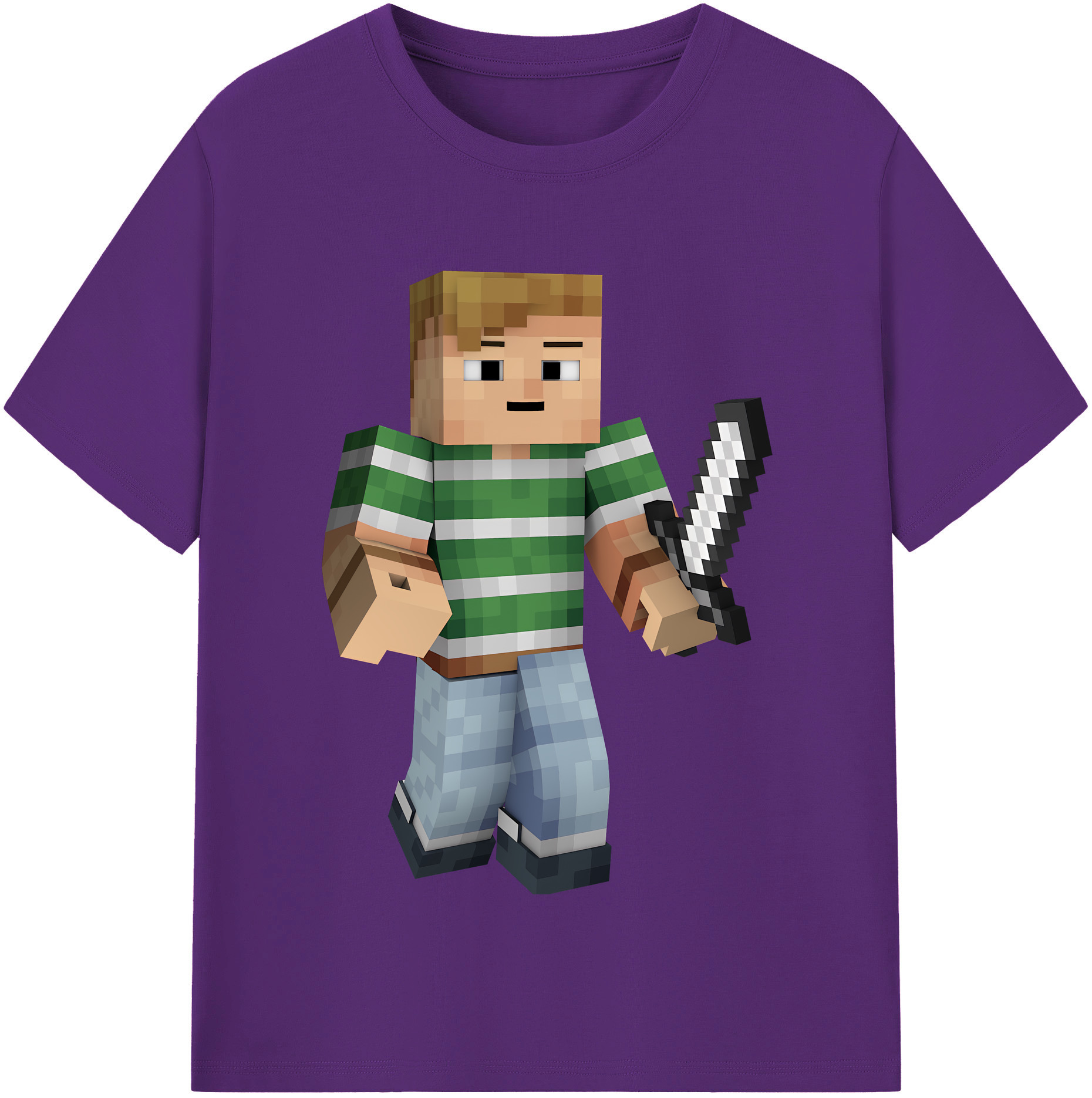（画像用） マインクラフト ブロックの世界 Minecraft MC Block world 綿100％半袖Tシャツ（フロントプリント）