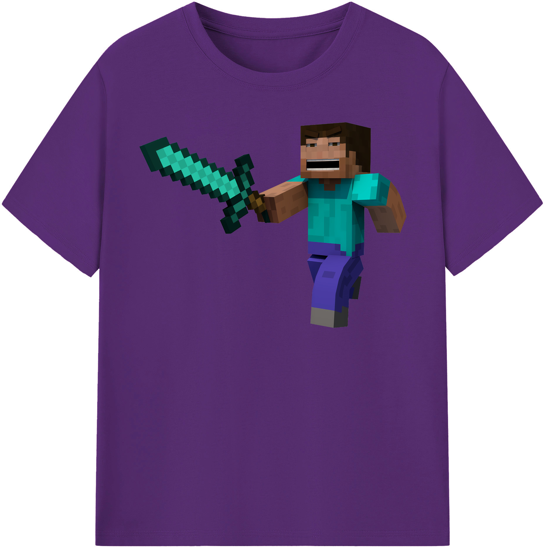 （画像用） マインクラフト ブロックの世界 Minecraft MC Block world 綿100％半袖Tシャツ（フロントプリント）