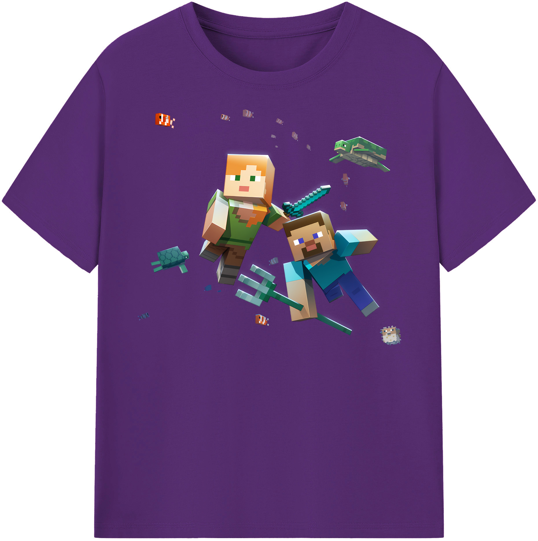 （画像用） マインクラフト ブロックの世界 Minecraft MC Block world 綿100％半袖Tシャツ（フロントプリント）