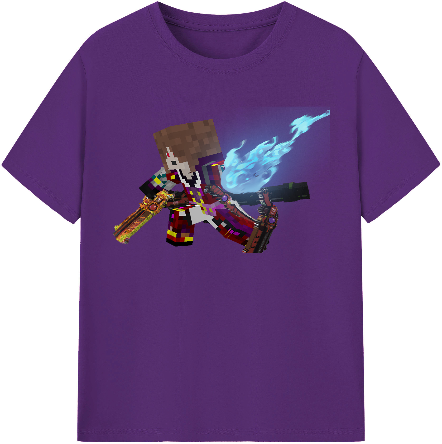 （画像用） マインクラフト ブロックの世界 Minecraft MC Block world 綿100％半袖Tシャツ（フロントプリント）