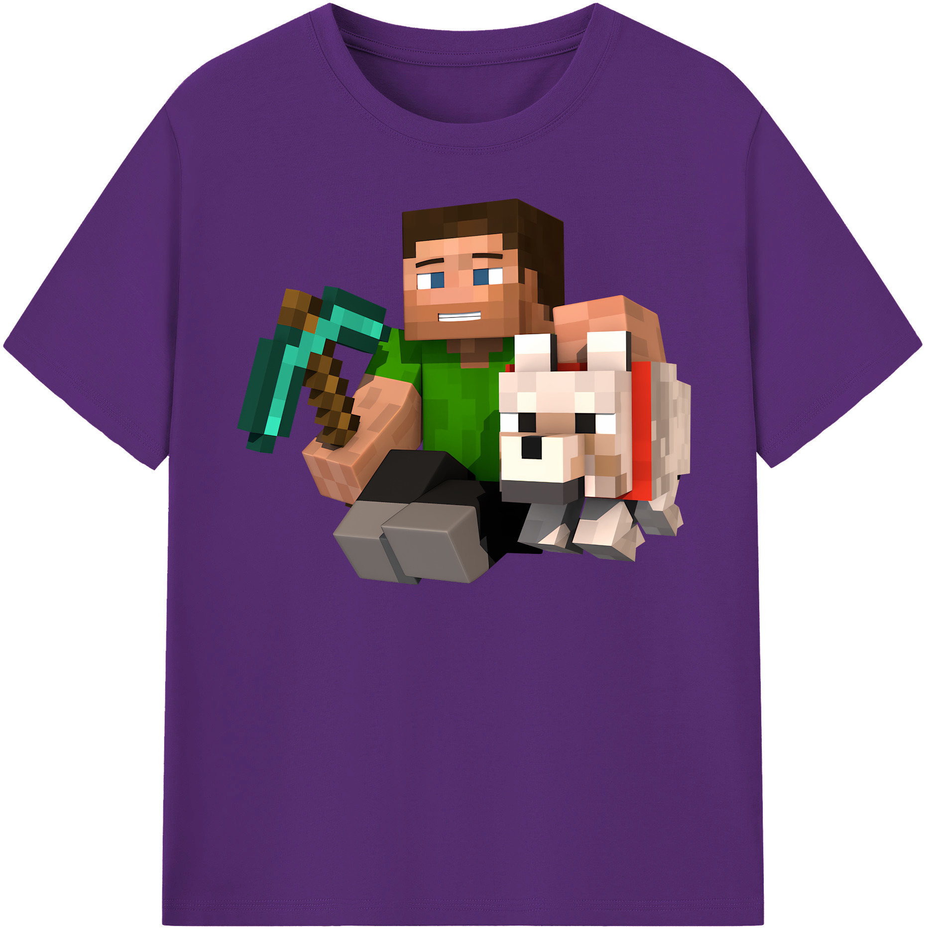 （画像用） マインクラフト ブロックの世界 Minecraft MC Block world 綿100％半袖Tシャツ（フロントプリント）